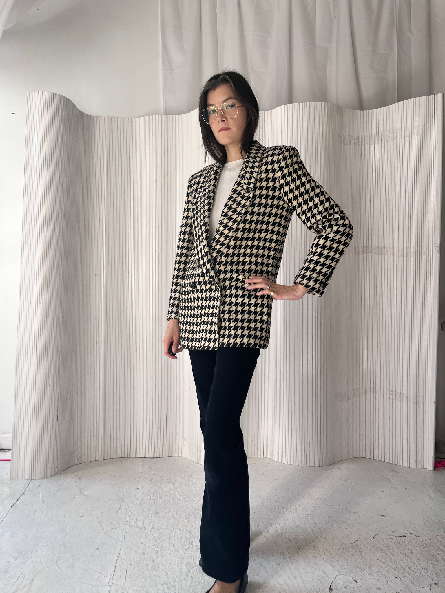 Vintage Wool Houndstooth Blazer