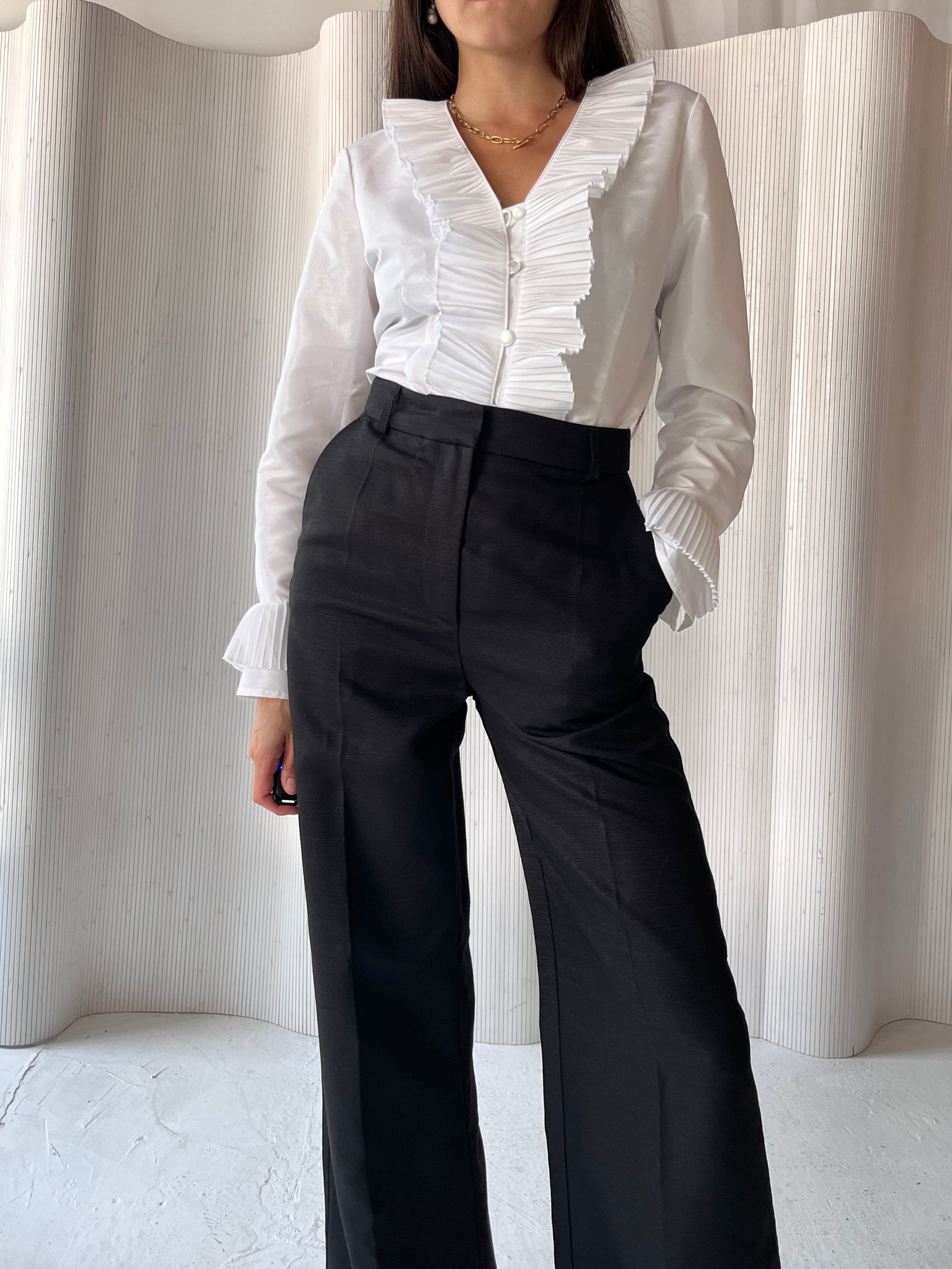 Sezane black linen pant