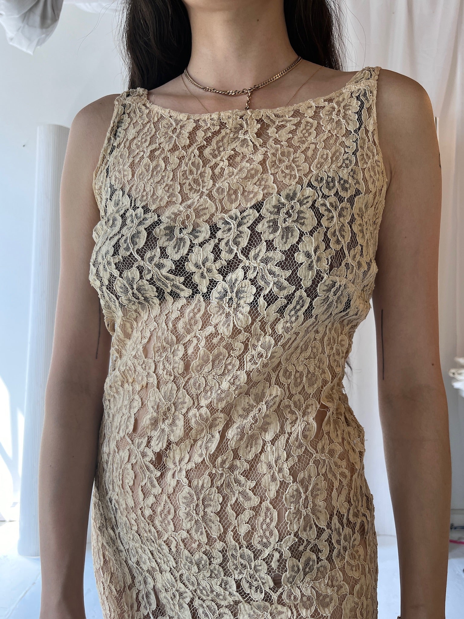 Vintage beige lace gown