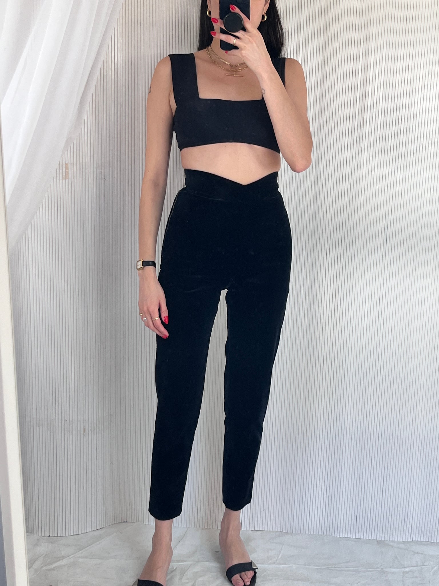 Black velvet pant