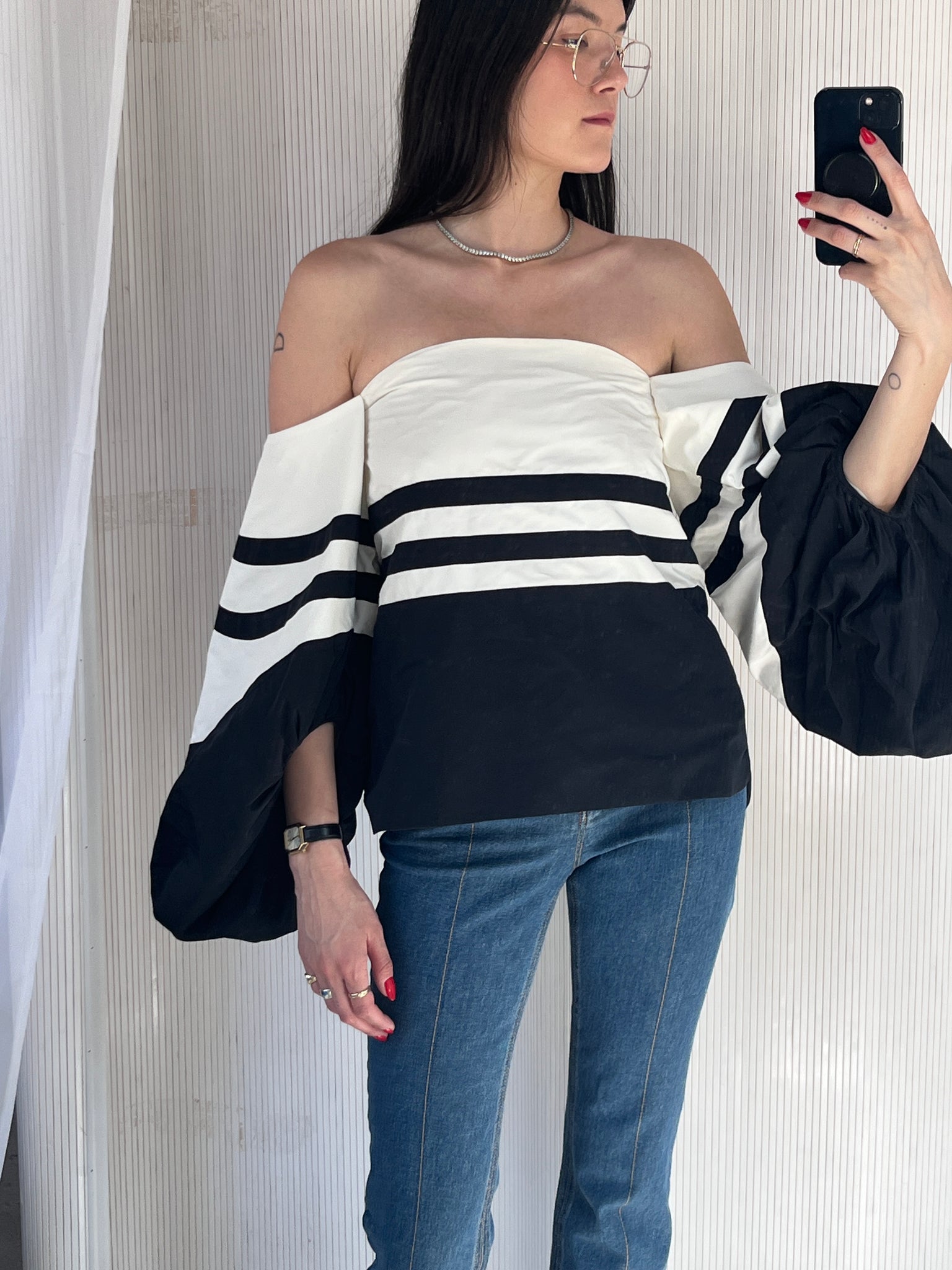 Rosie Assouline black and white top