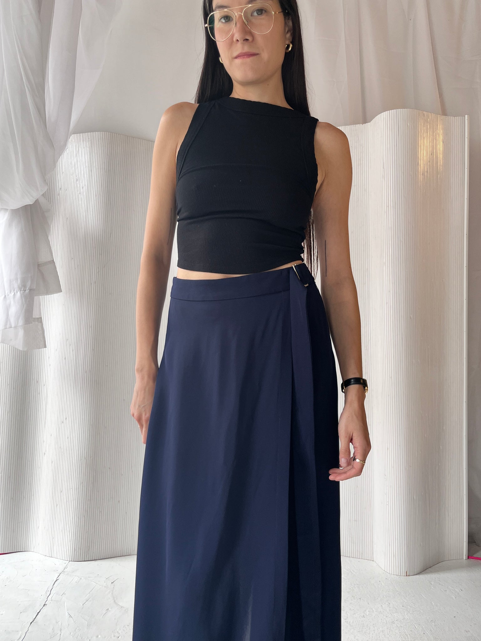 St Agni navy high waisted trouser