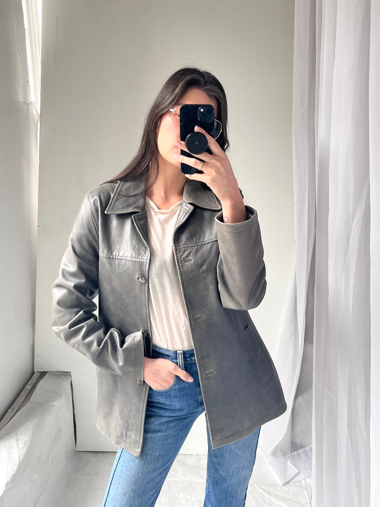 Jack Pot Gray leather jacket