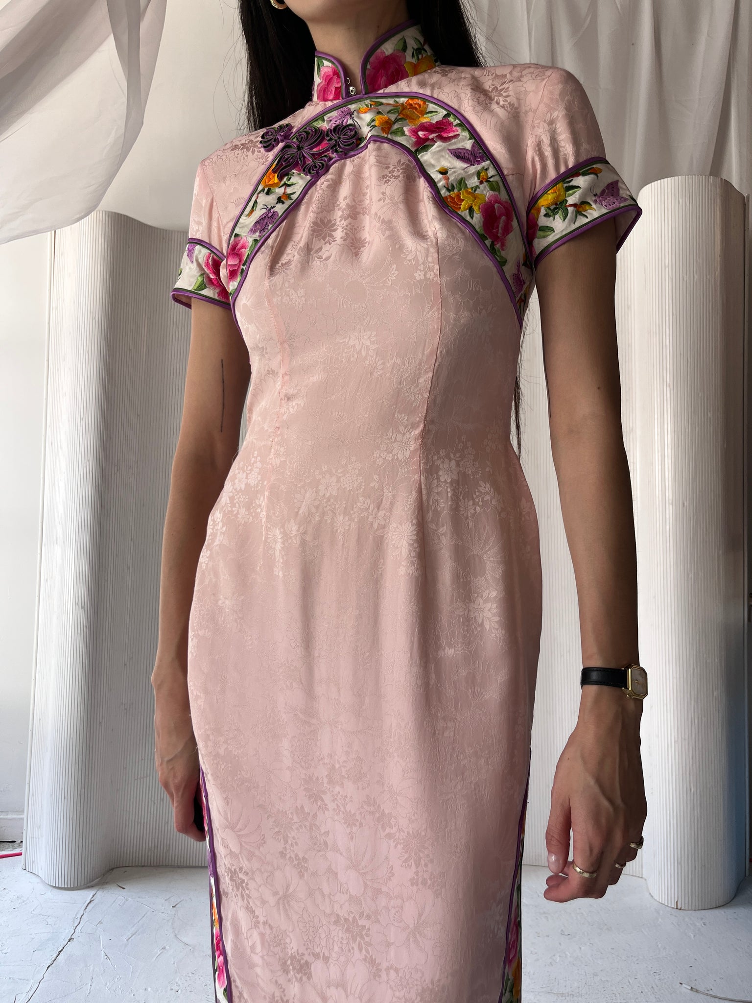 Pink and lilac cheongsam