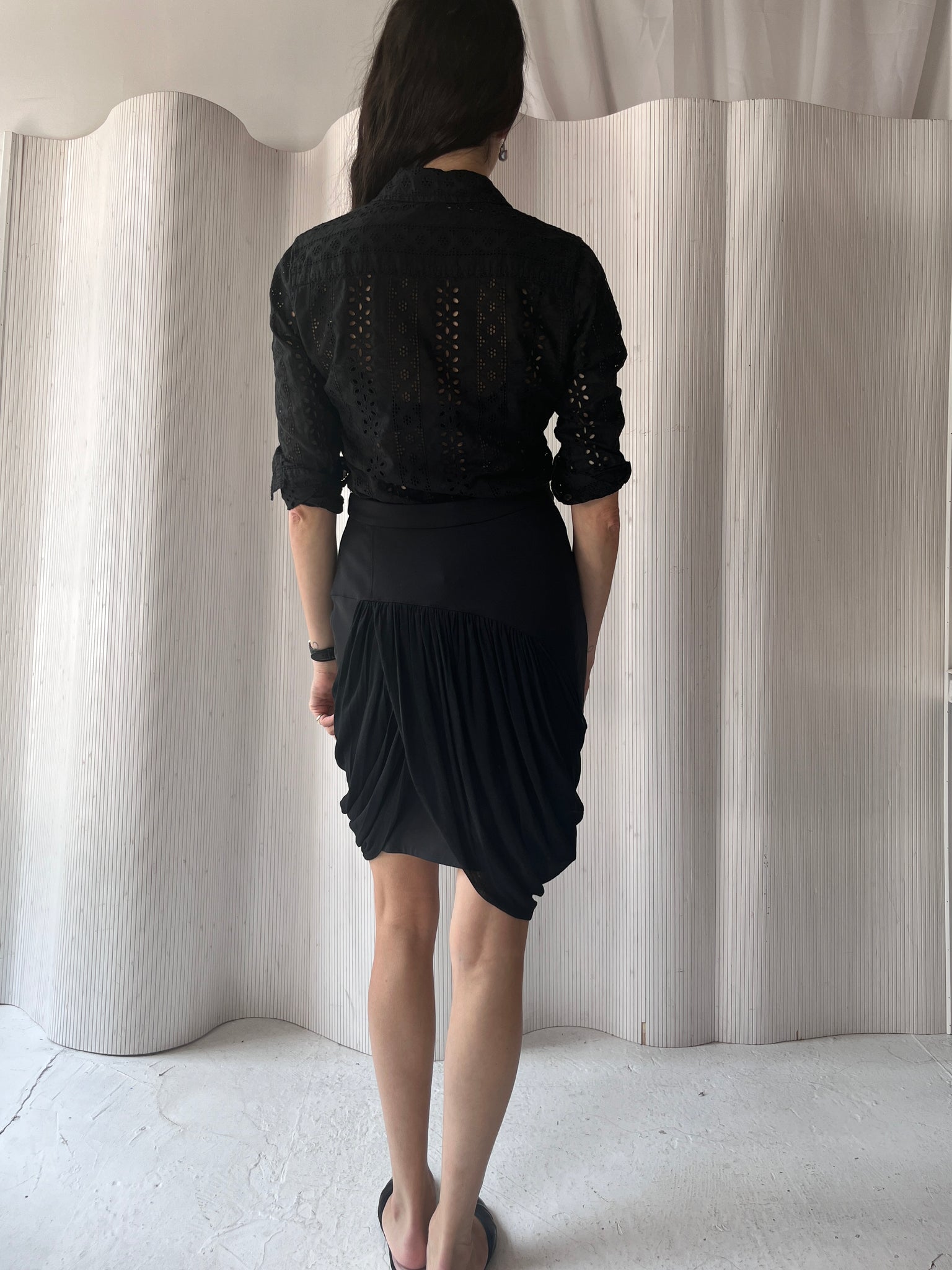 Doo-Ri black draped skirt