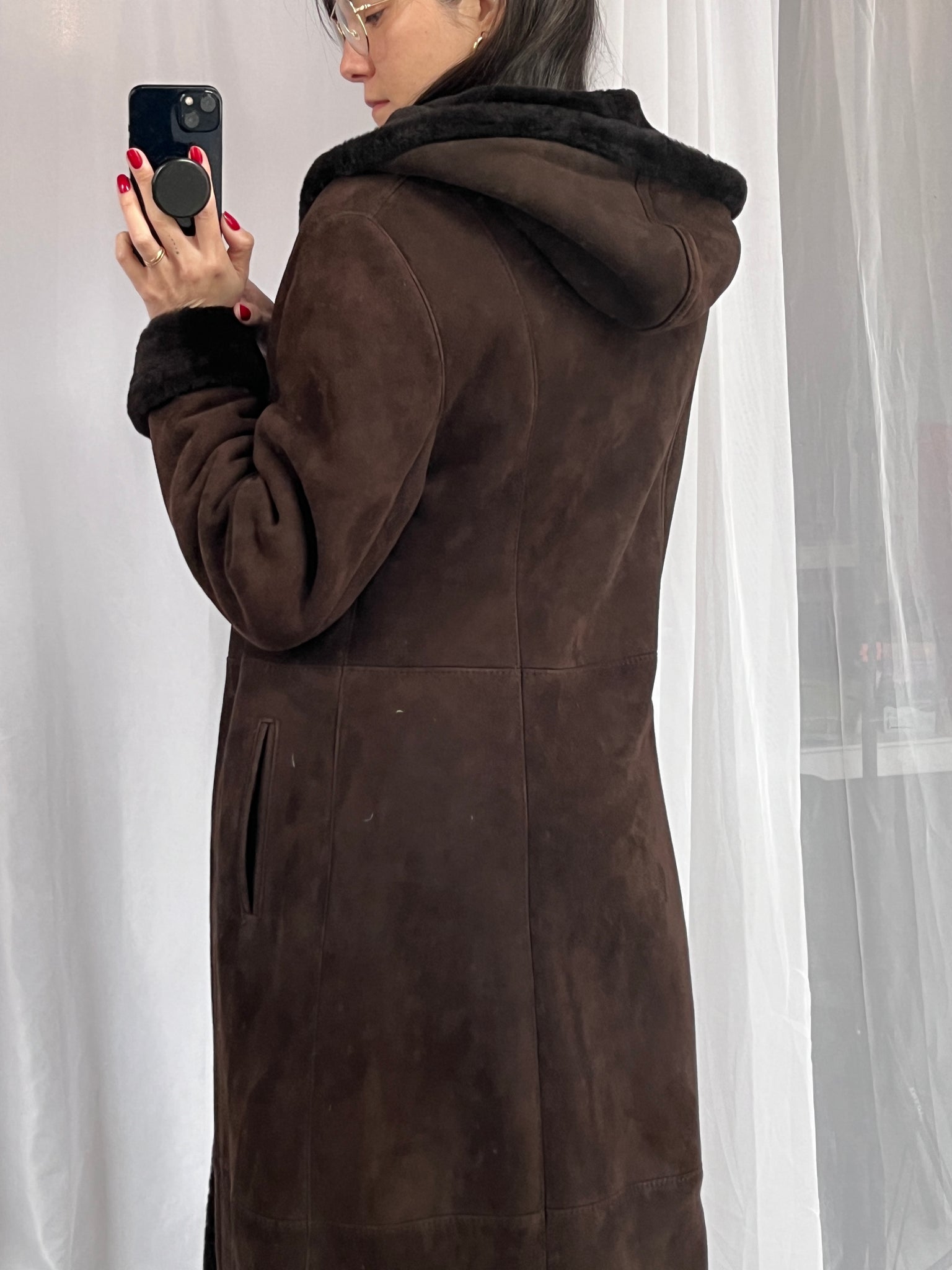 Chocolate Lambskin Maxi Coat