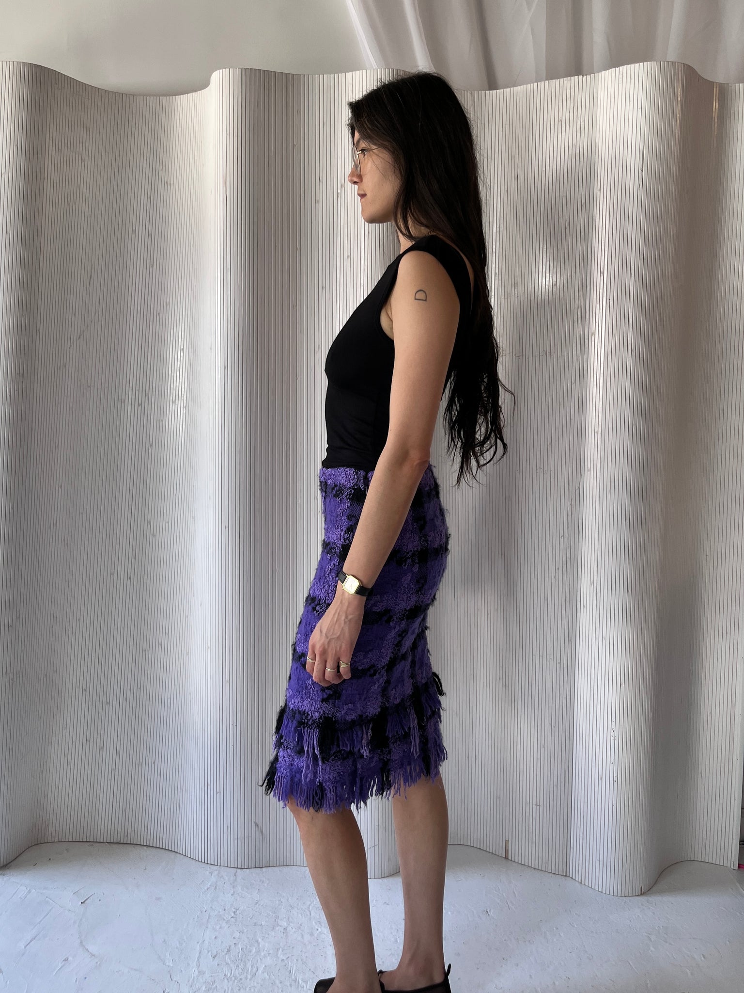 Purple Versace 2004 runway skirt