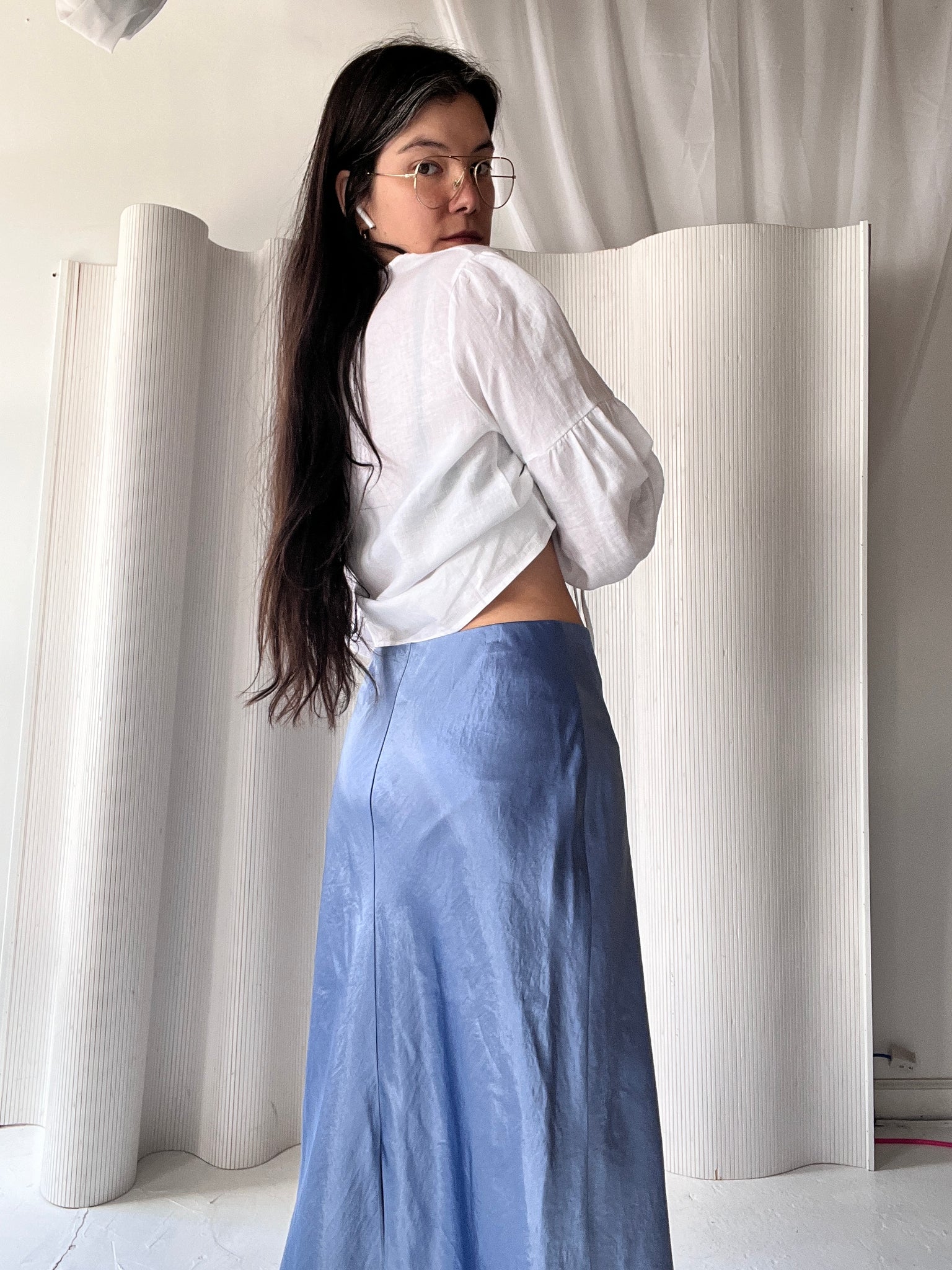 periwinkle silk skirt