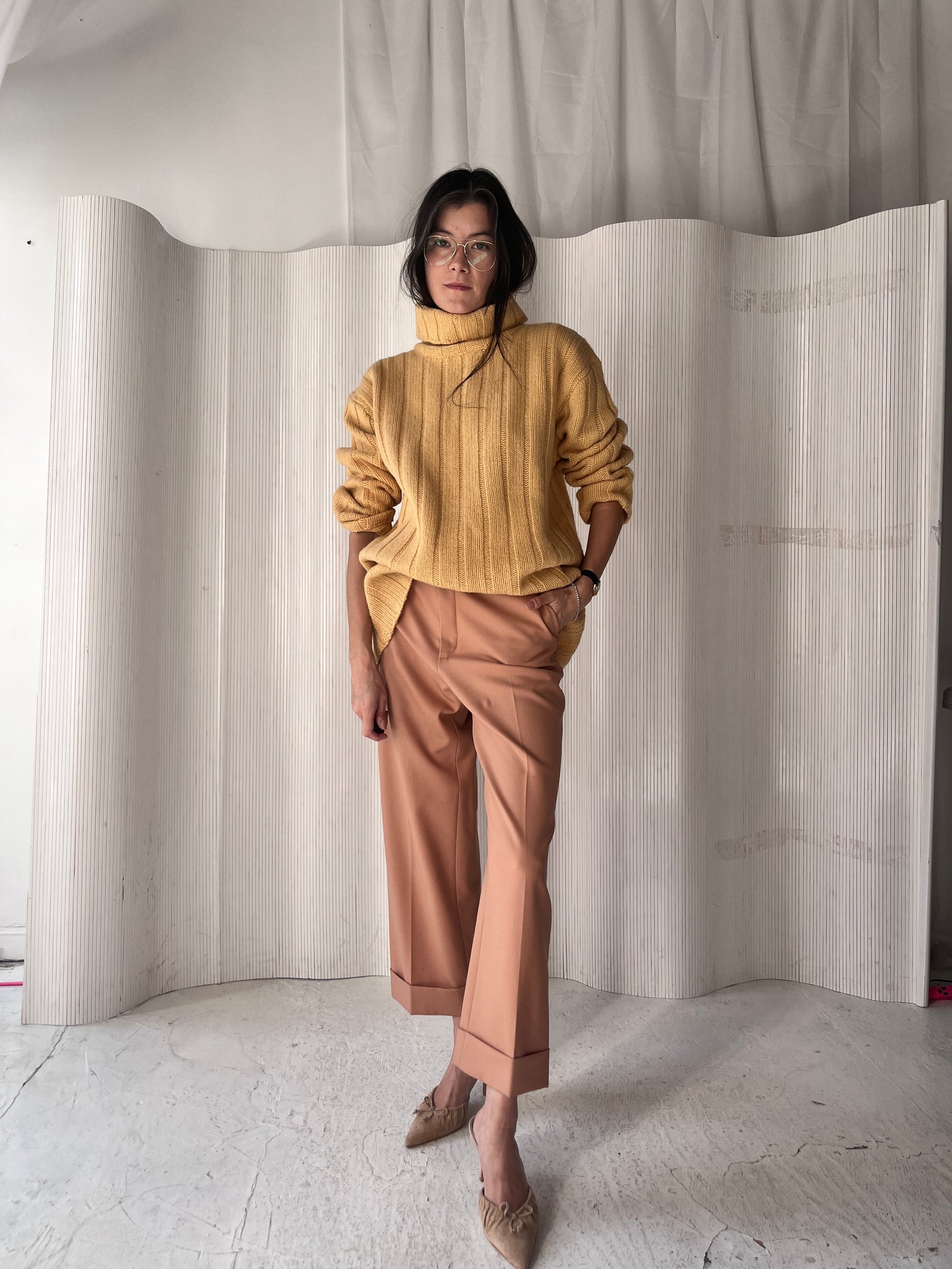 Vintage Yellow Wool Turtleneck