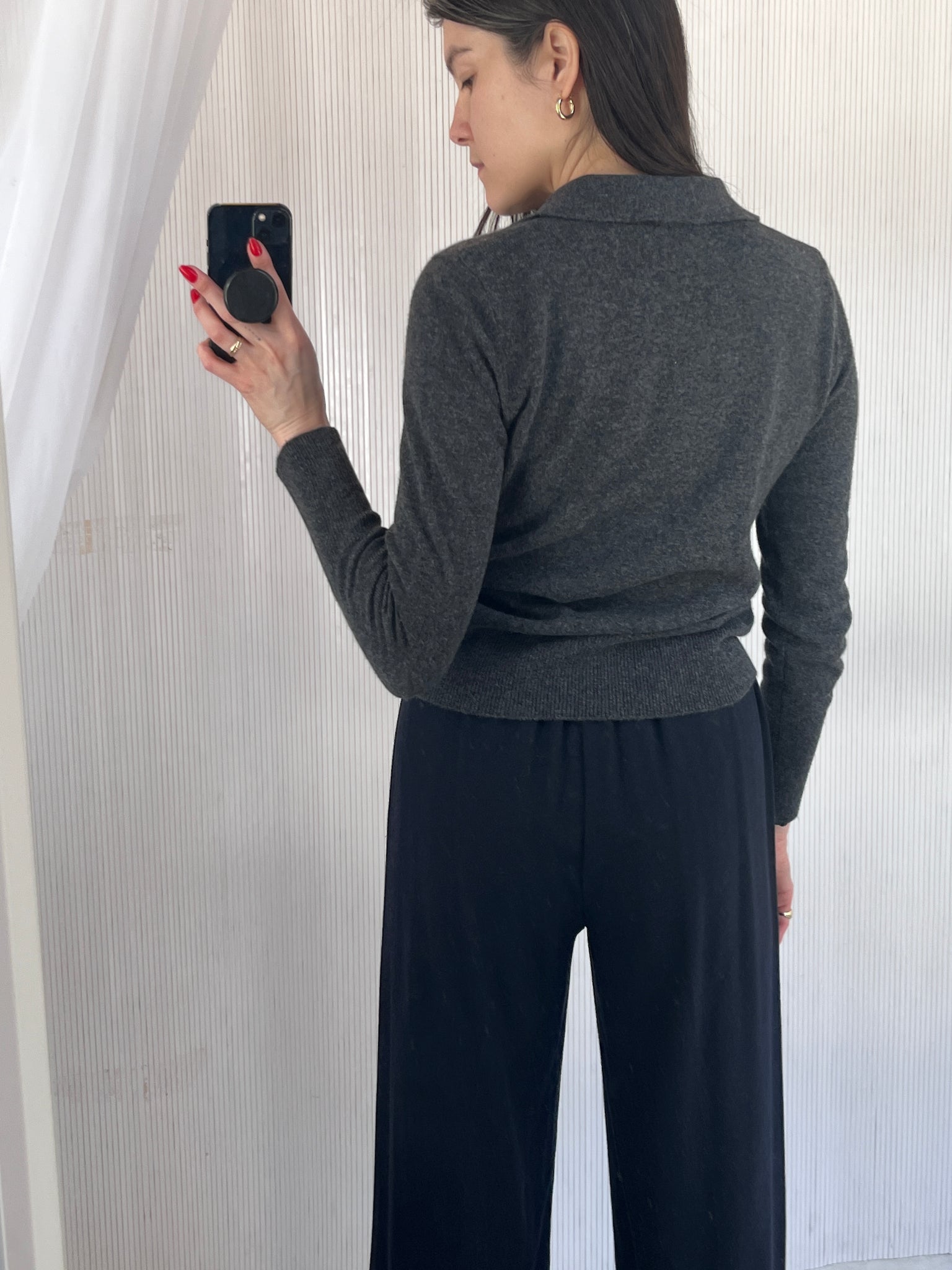 cashmere gray polo knit