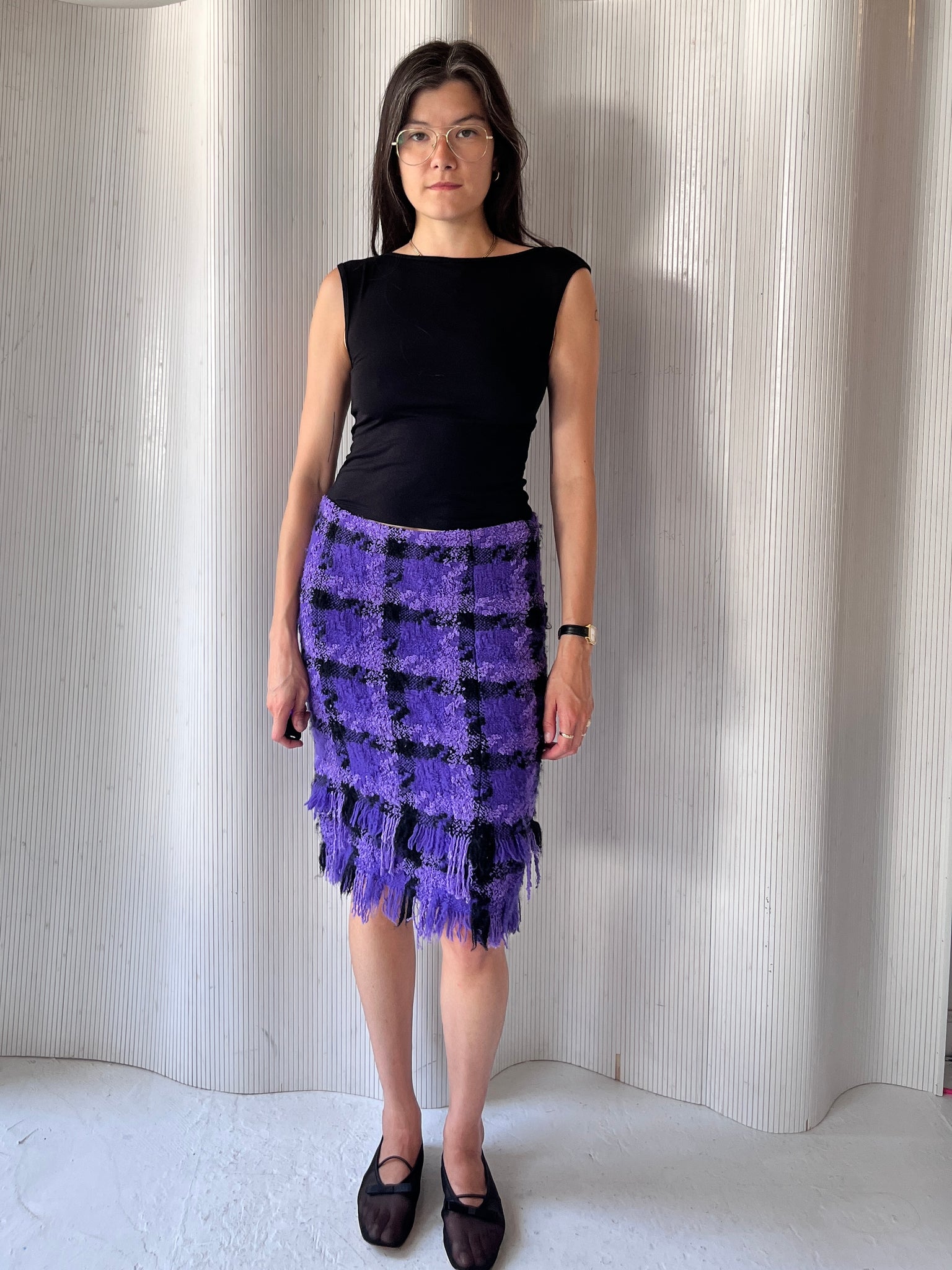 Purple Versace 2004 runway skirt