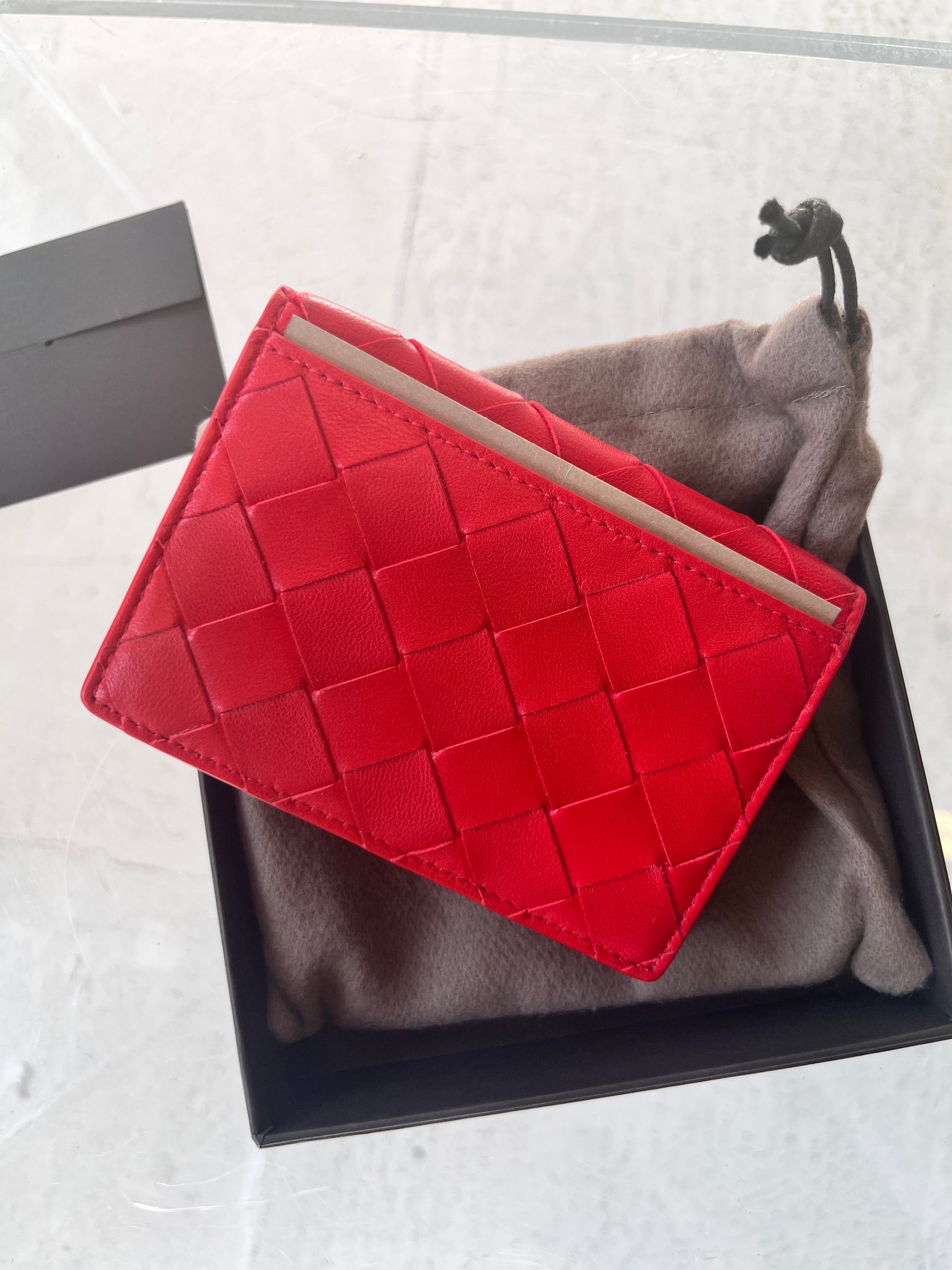 Bottega Venetta red wallet