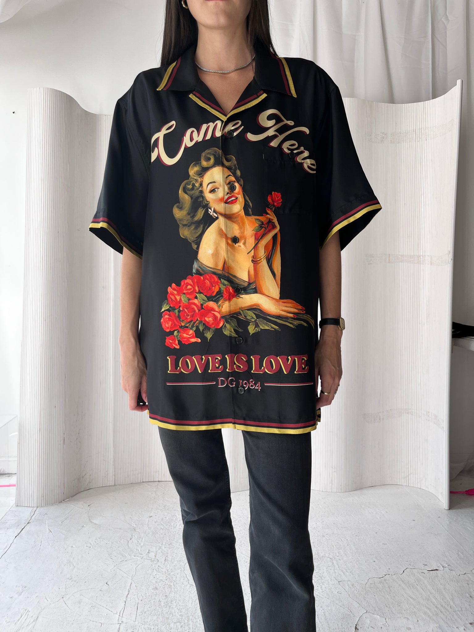 Dolce & Gabbana 100% Silk Pin Up Shirt