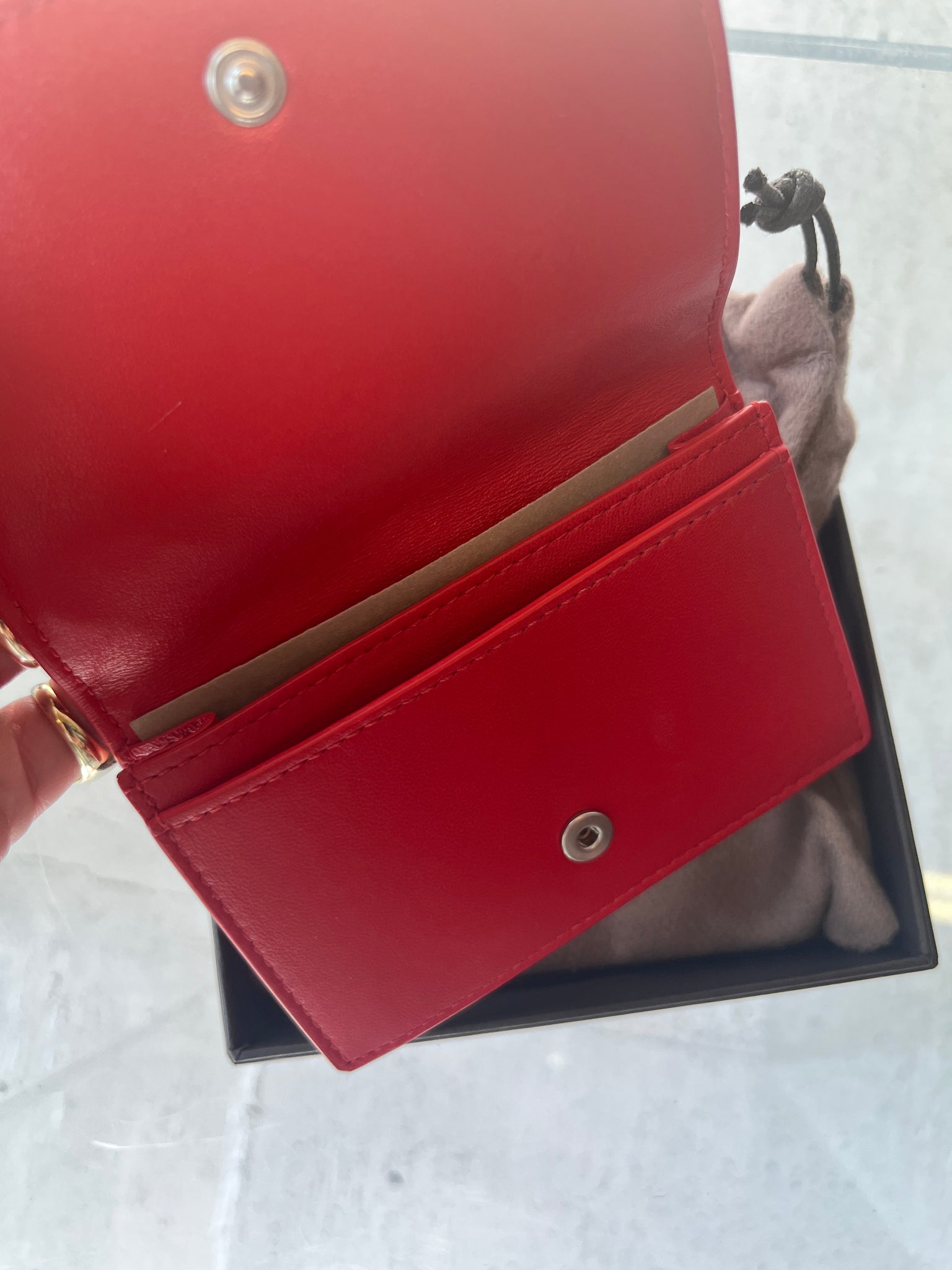 Bottega Venetta red wallet