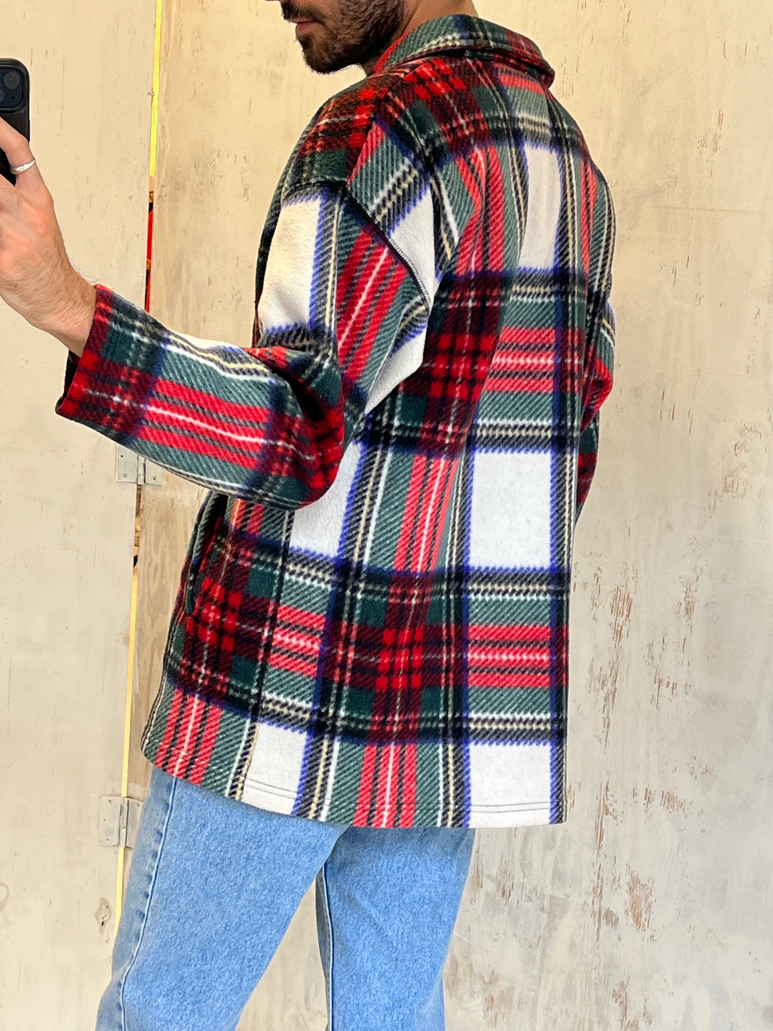 Vintage plaid quarter-zip fleece