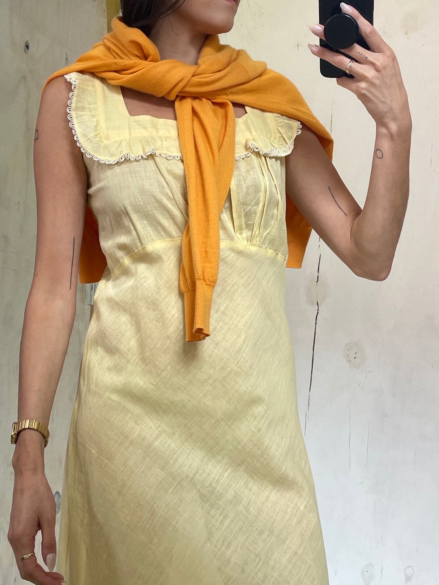 1940s Bias Cut Yellow Dress