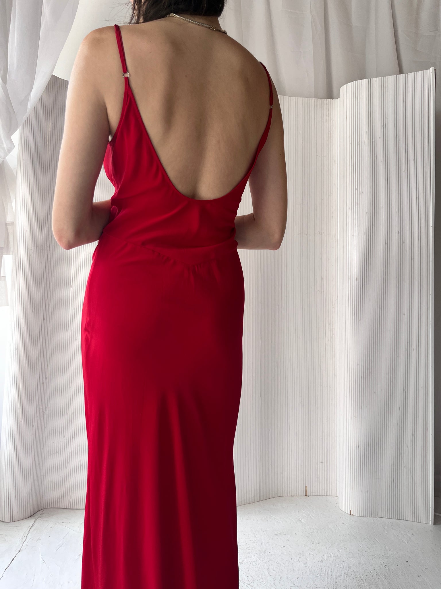 Marle red silk slip dress