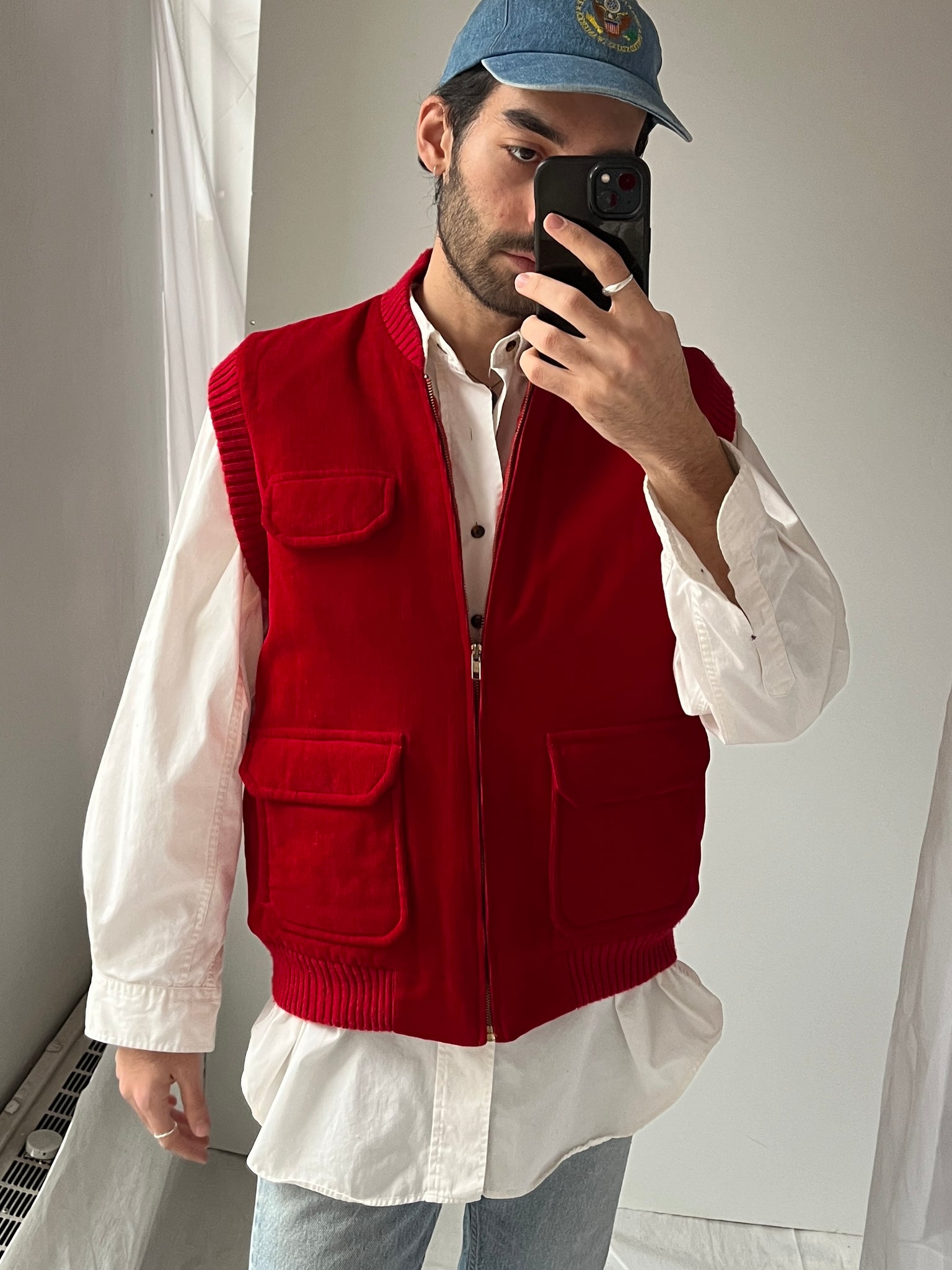 90s Red corduroy winter vest