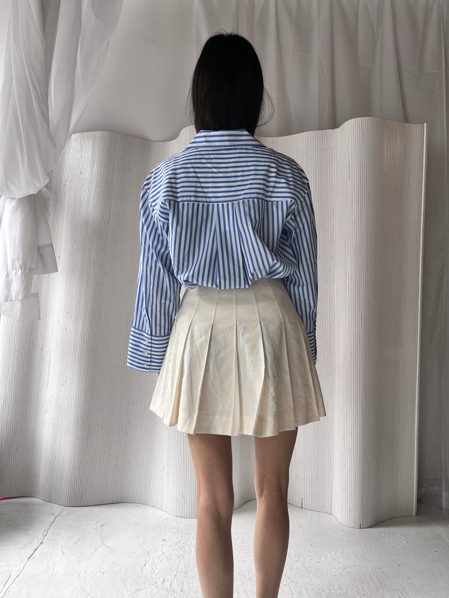 White linen tennis skirt