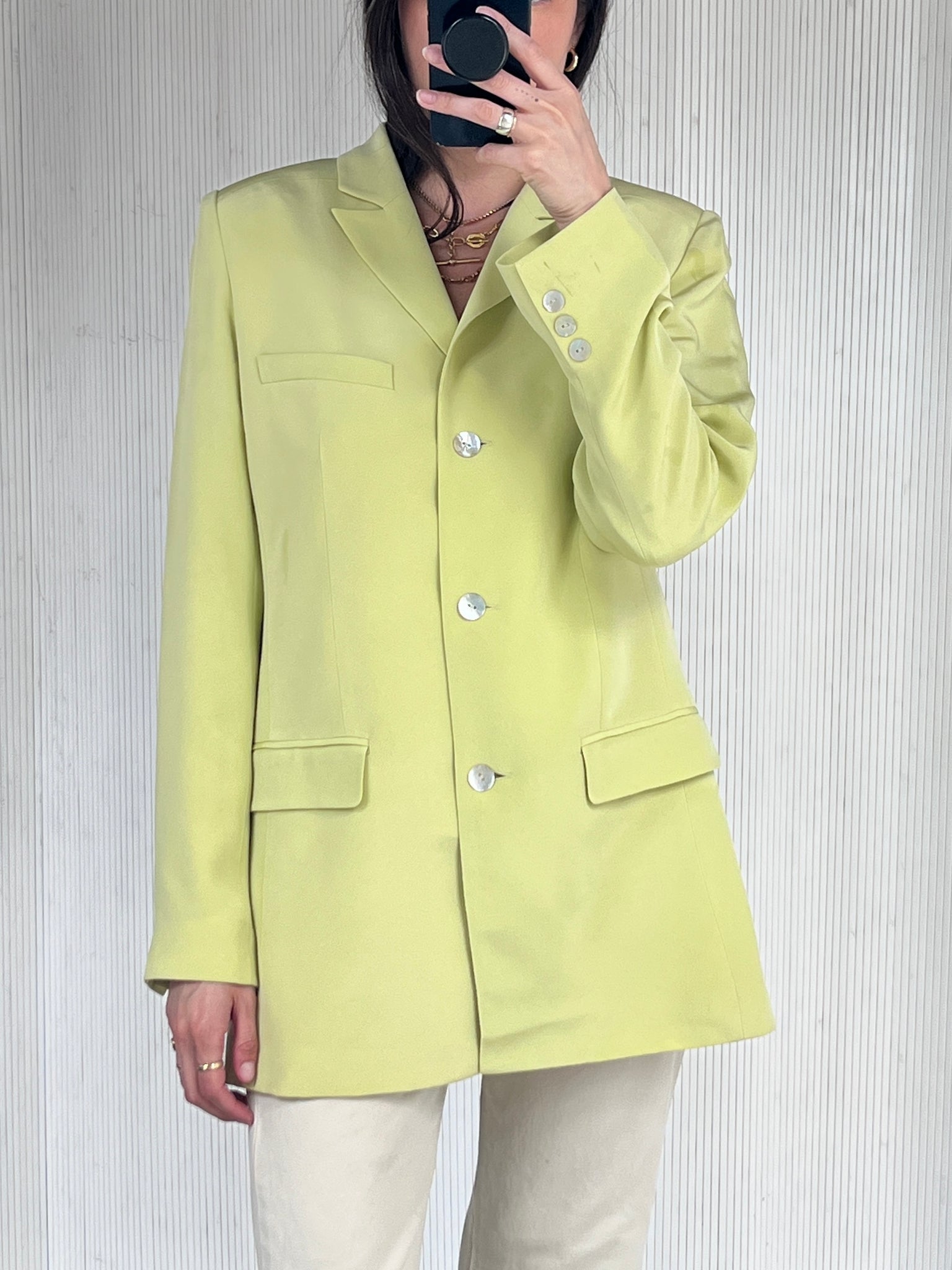 Madison Studio Celadon silk oversized blazer