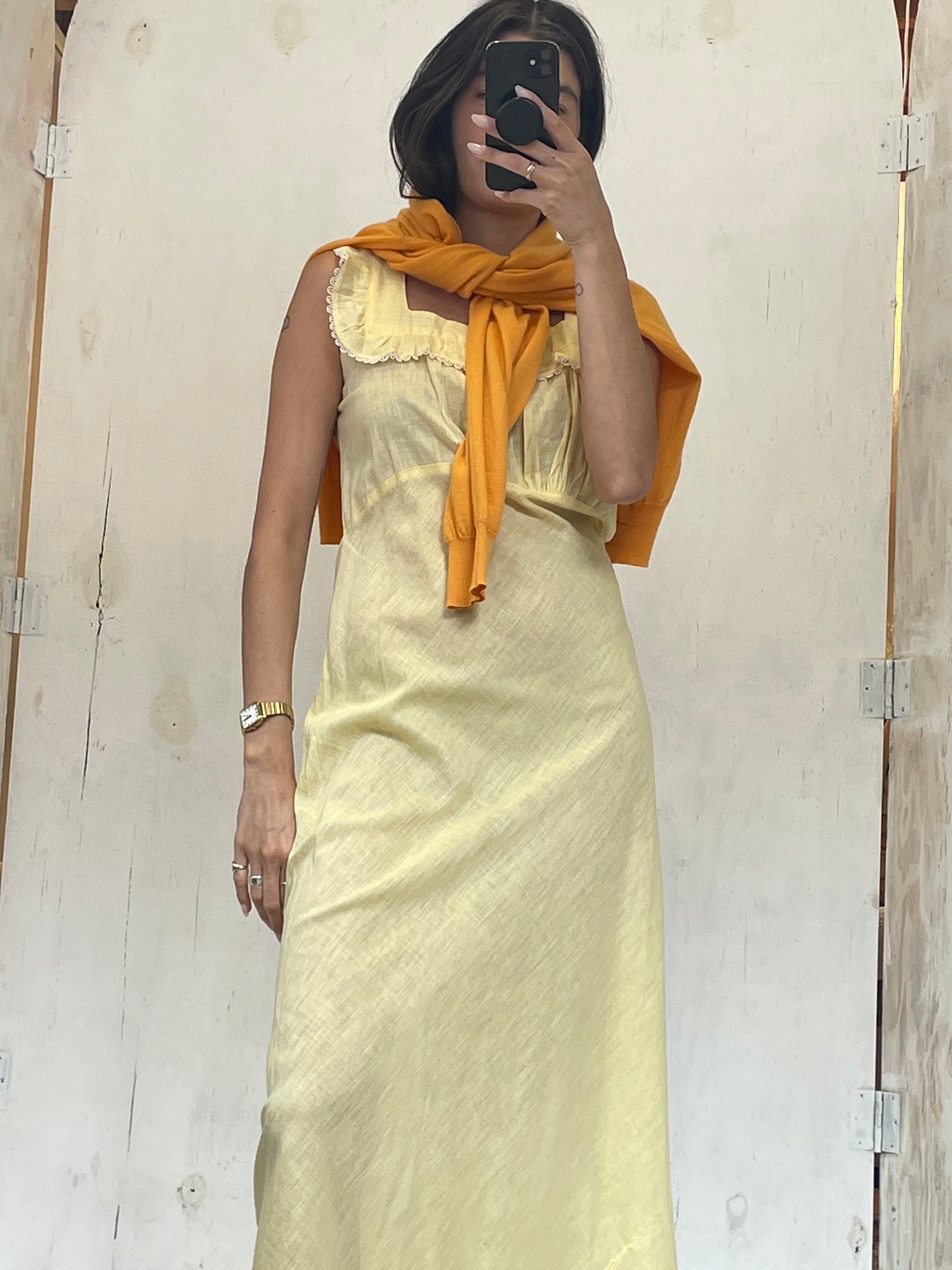 1940s Bias Cut Yellow Dress