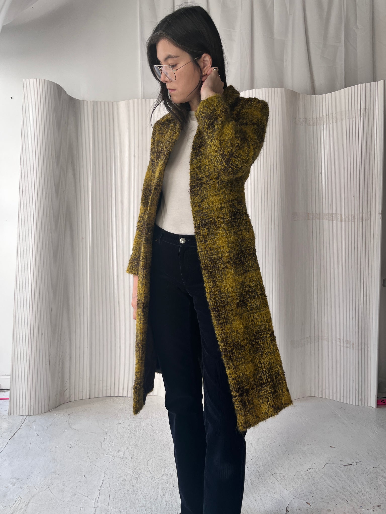 Agnes B Mustard Mohair Coat