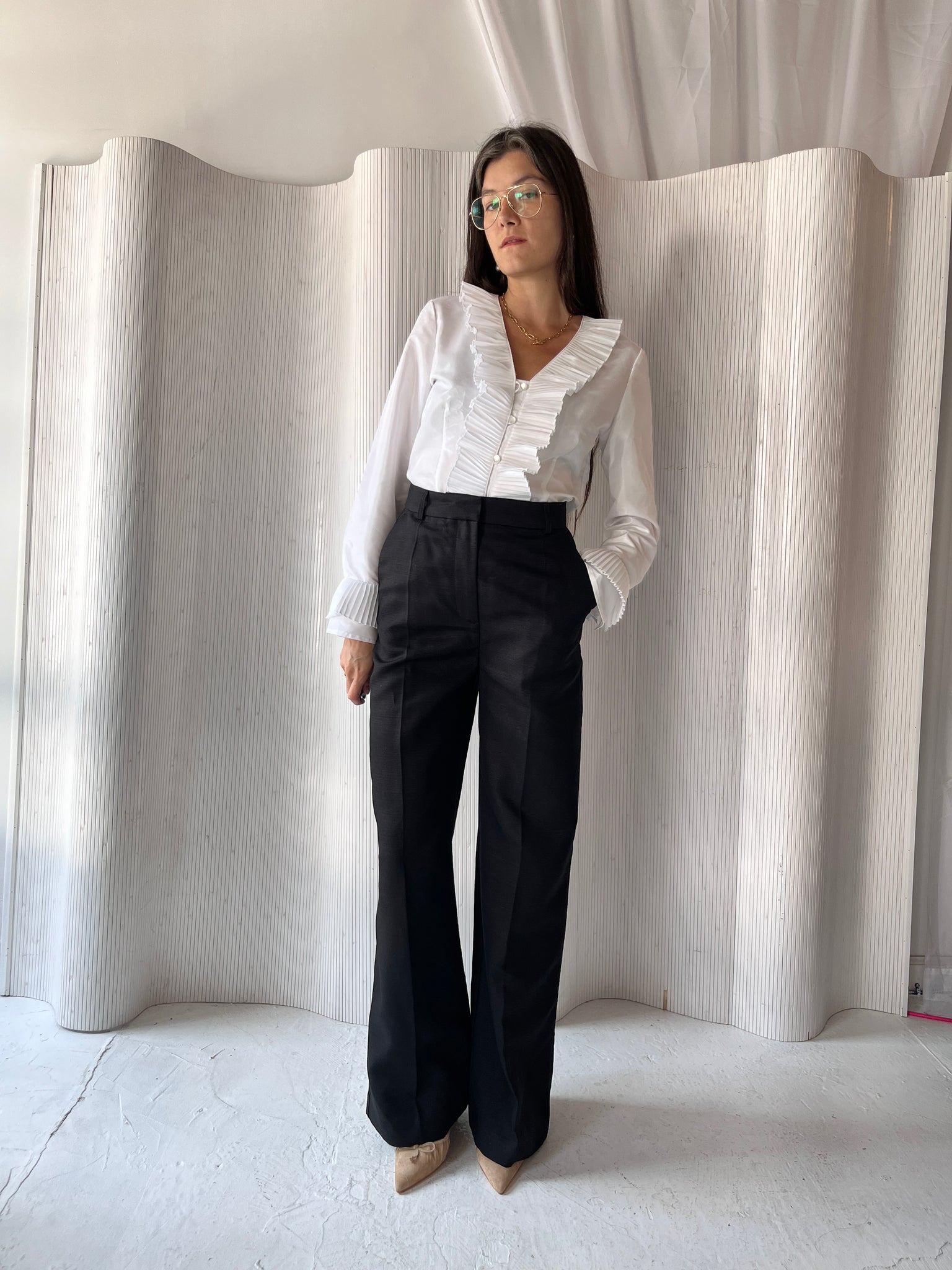 Sezane black linen pant