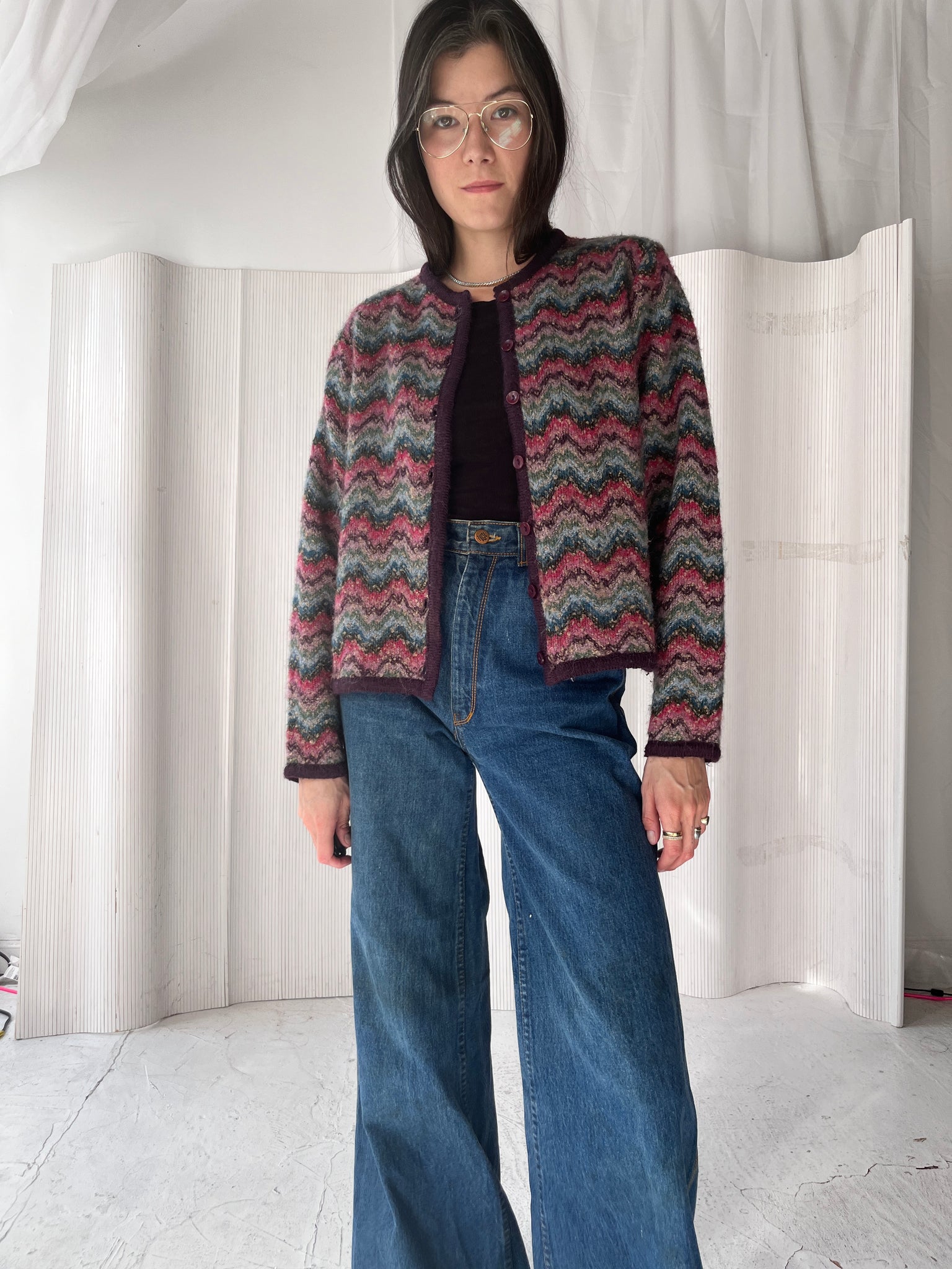 Missoni-esque boucle mohair cardigan