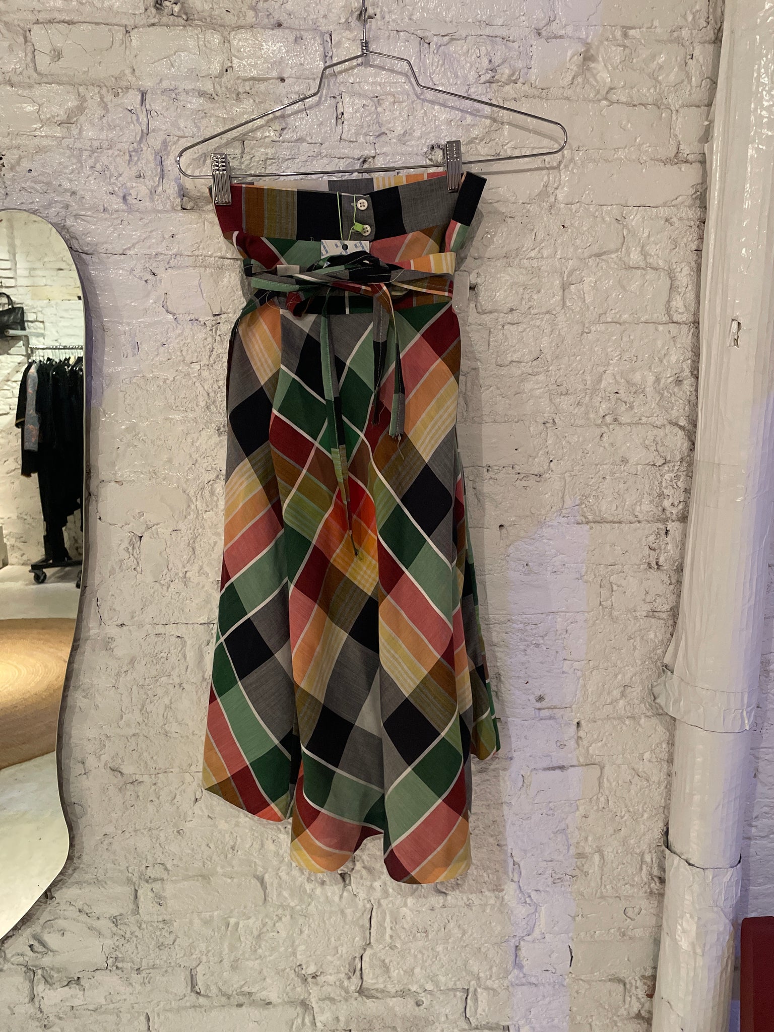 Plaid Front Flat Skirt