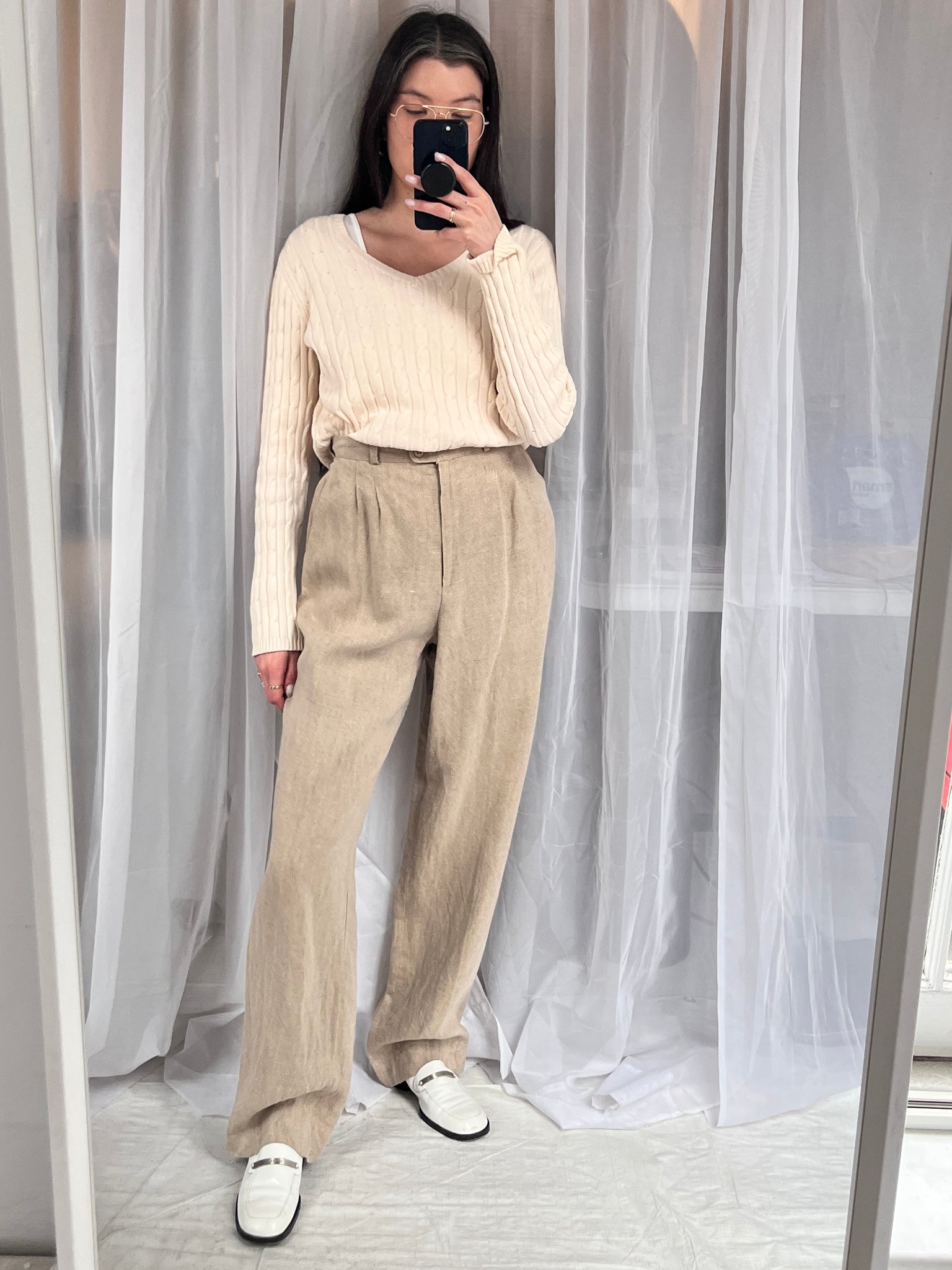 I. Magin beige flax trouser