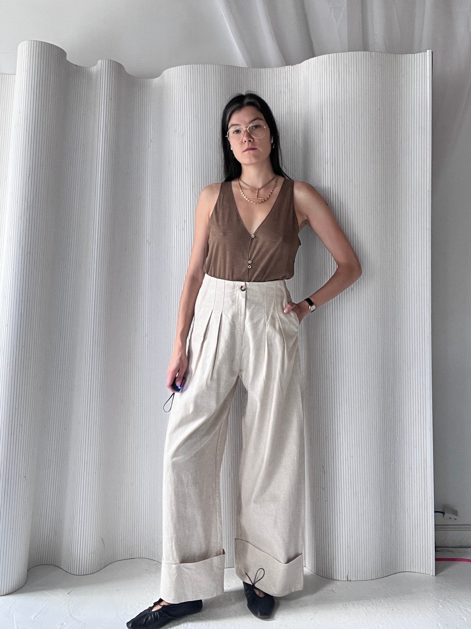 Oatmeal linen pant