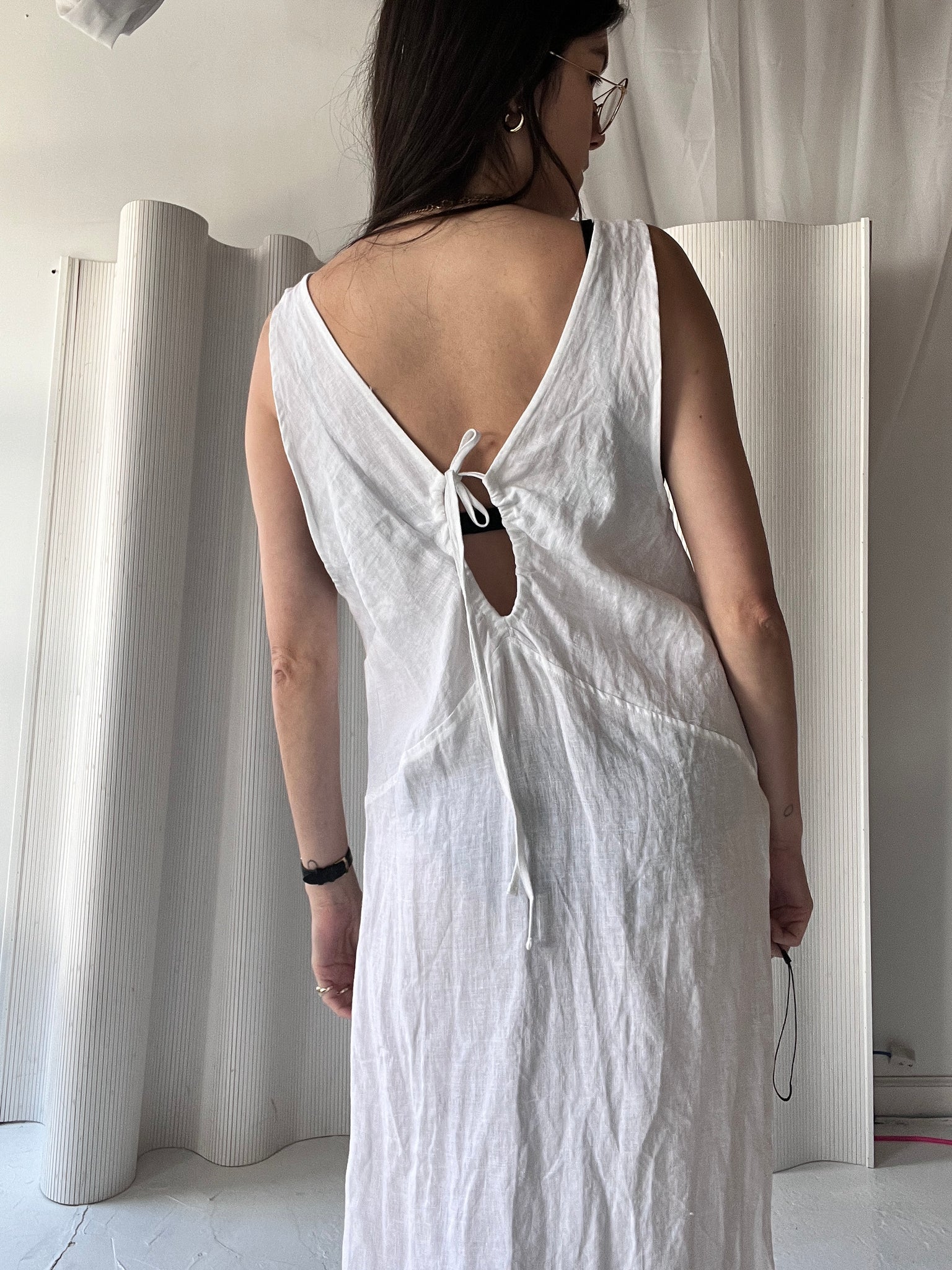 Deiji Studios white linen dress