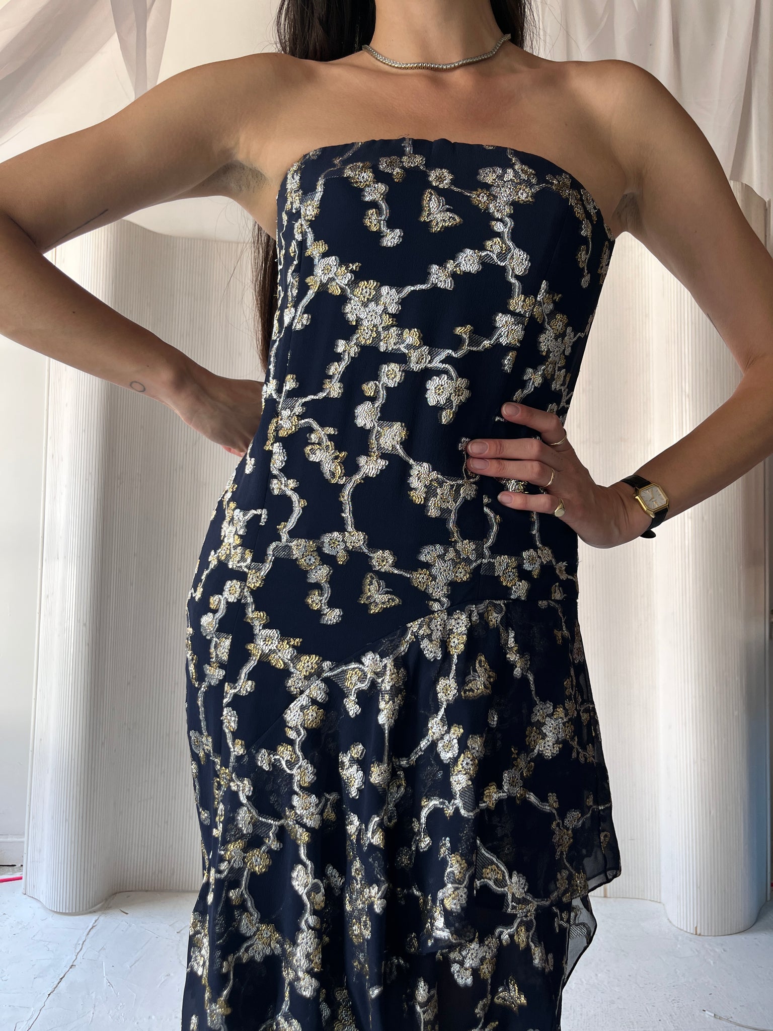 Oscar de la Renta jacquard navy gown