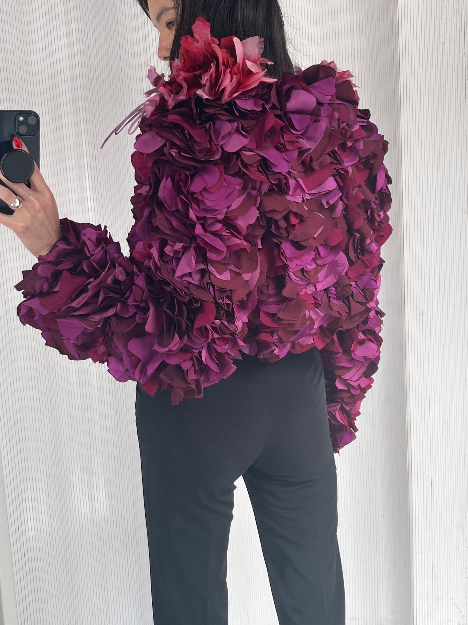 Chloe purple petal shrug