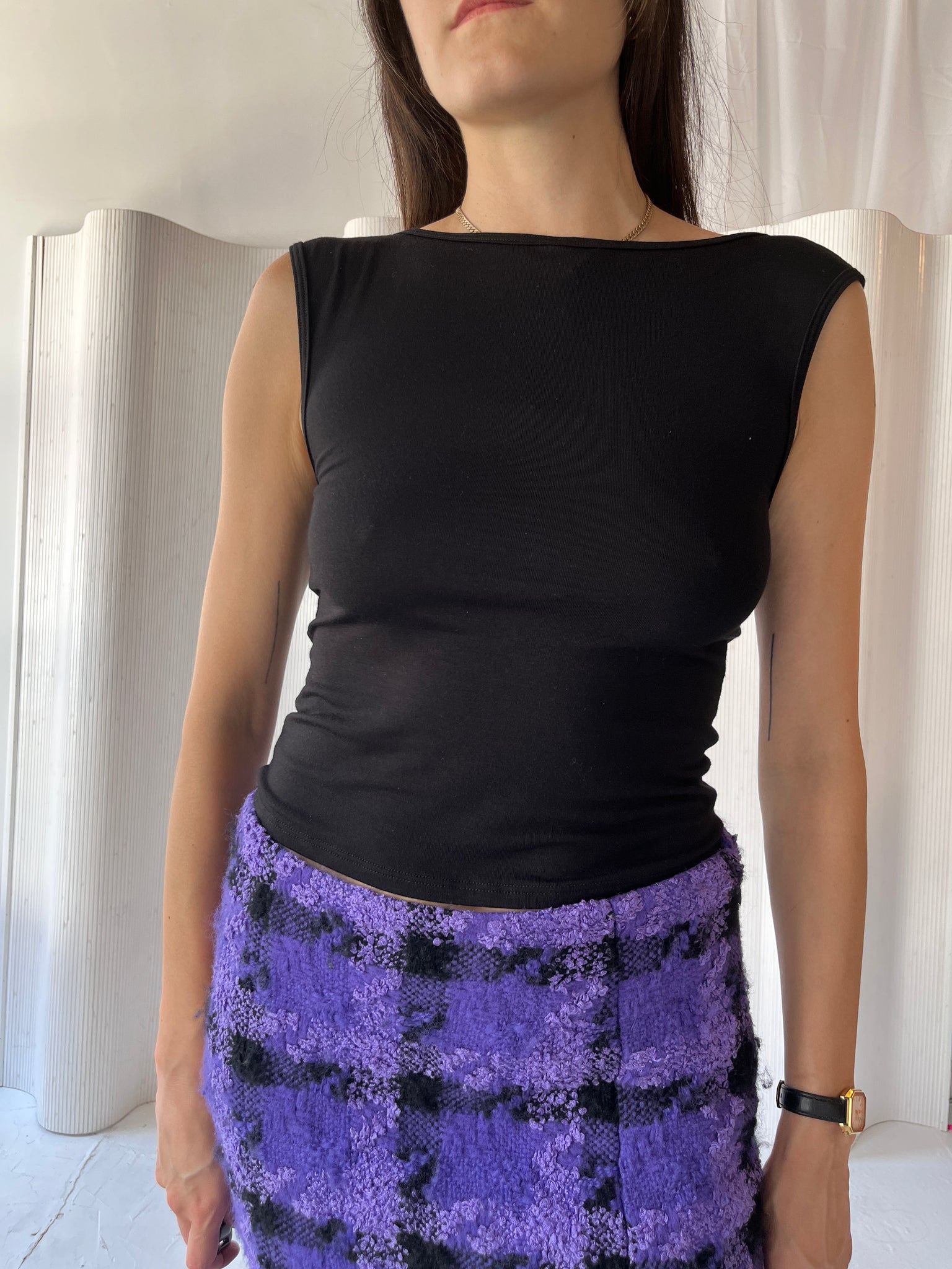 Purple Versace 2004 runway skirt