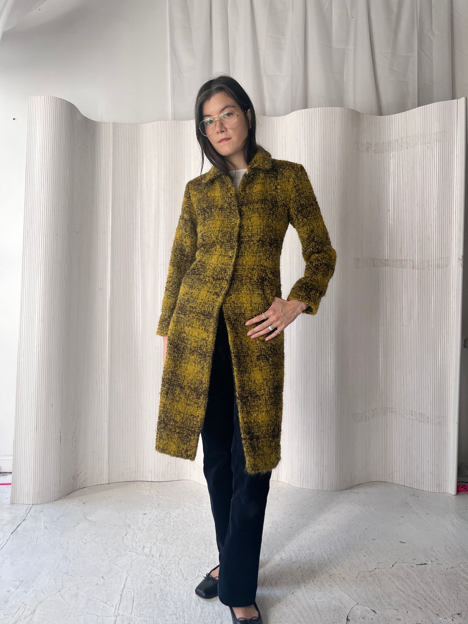 Agnes B Mustard Mohair Coat