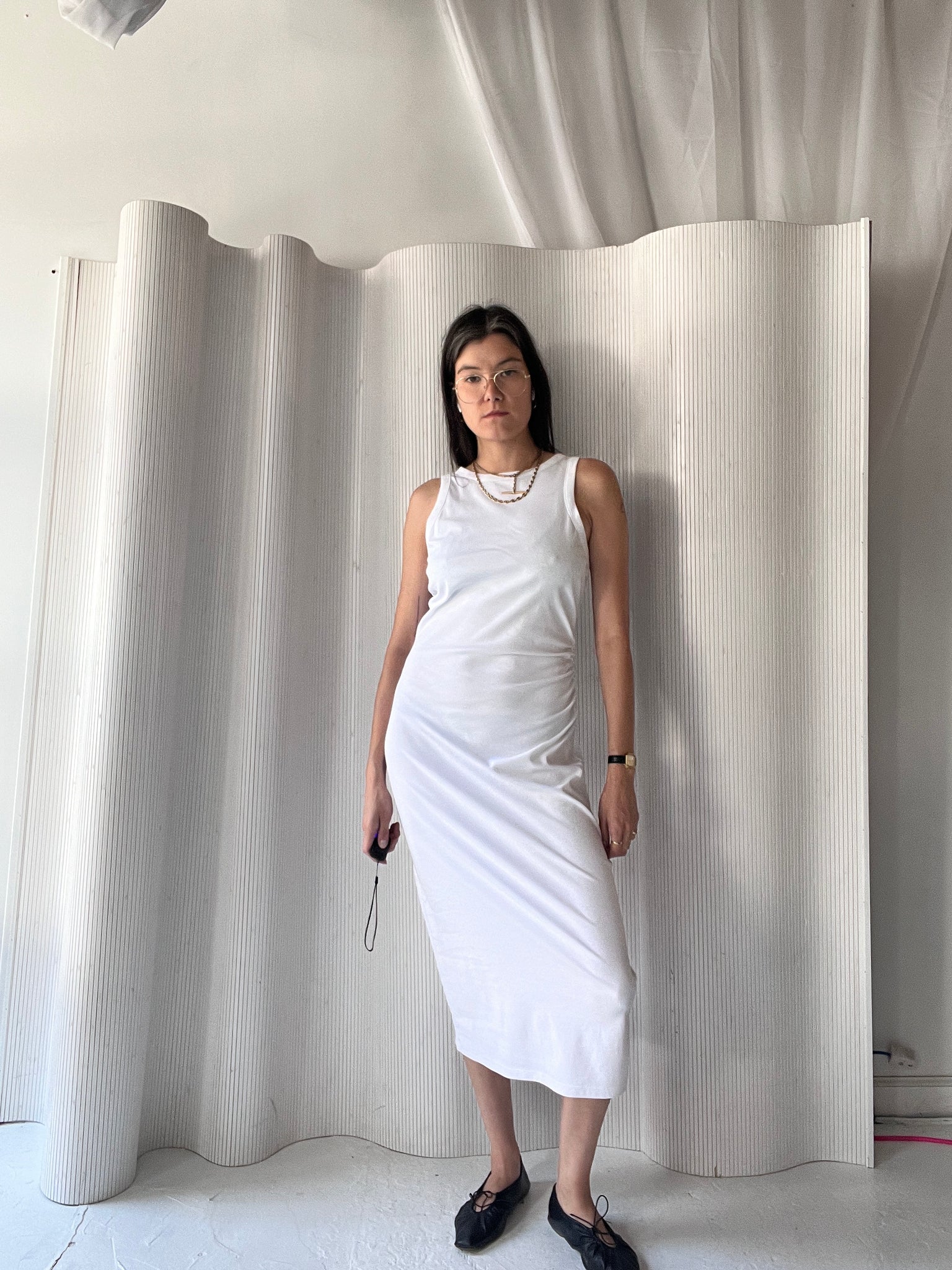 white cotton jersey dress