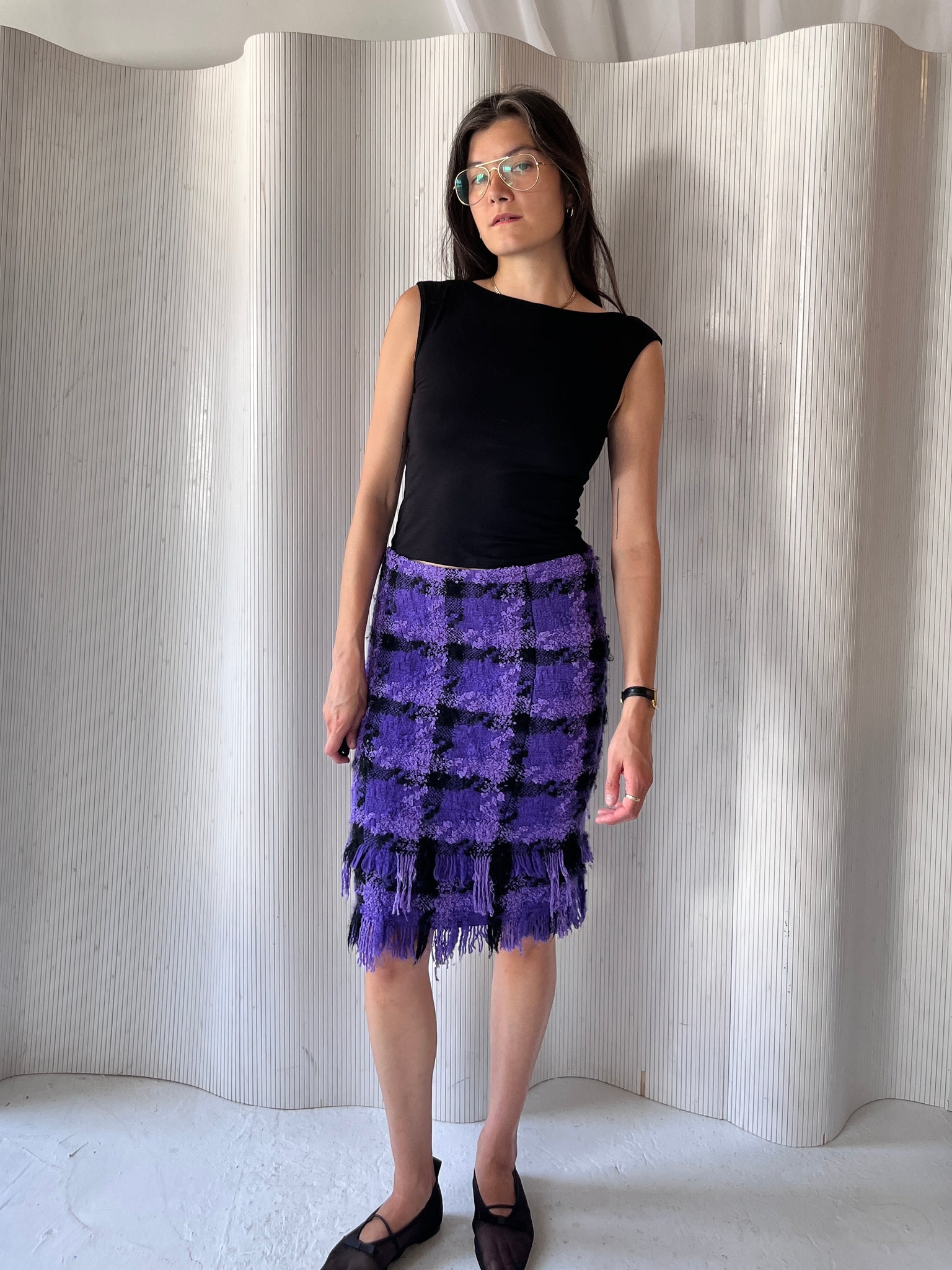 Purple Versace 2004 runway skirt