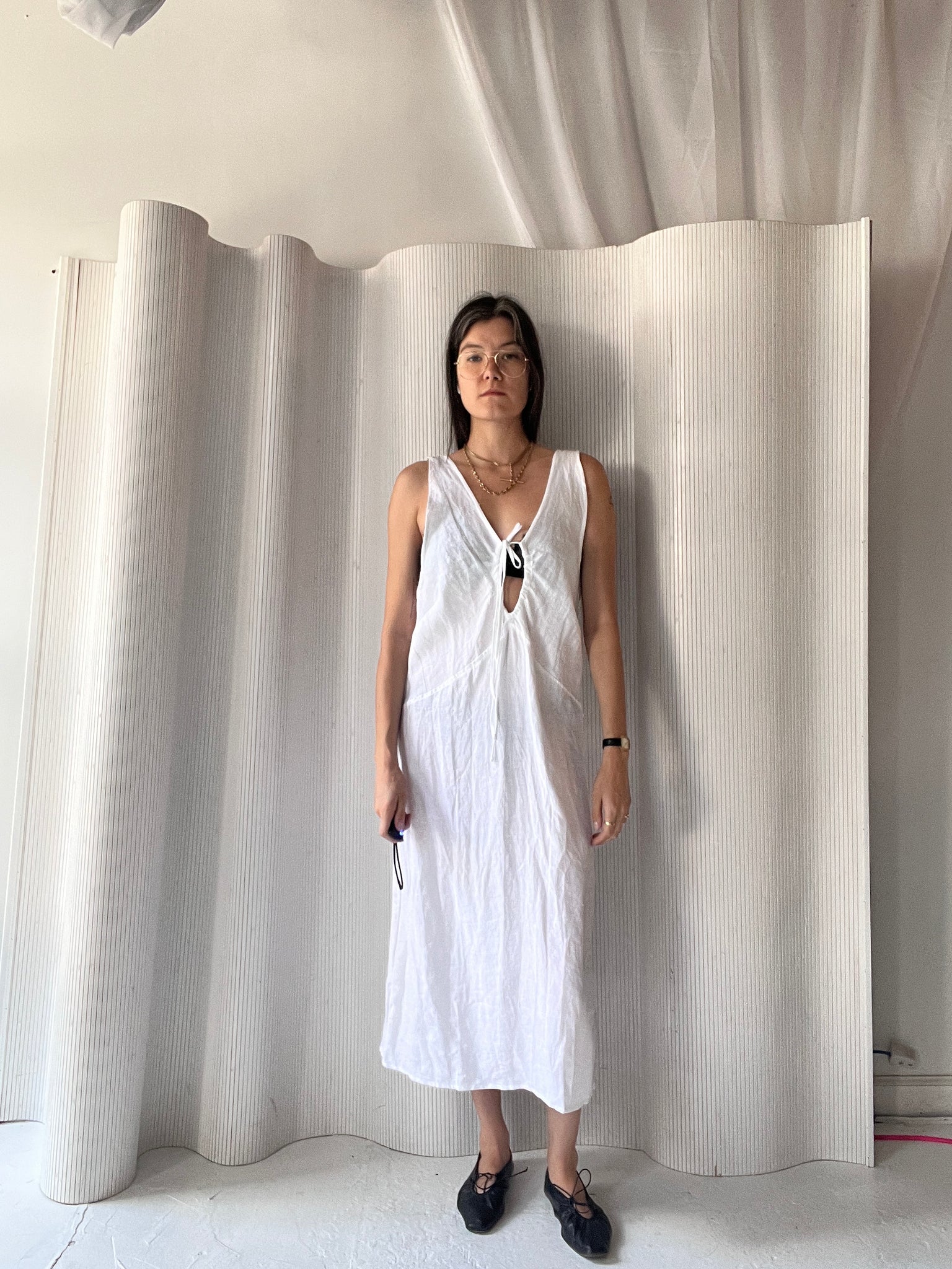 Deiji Studios white linen dress