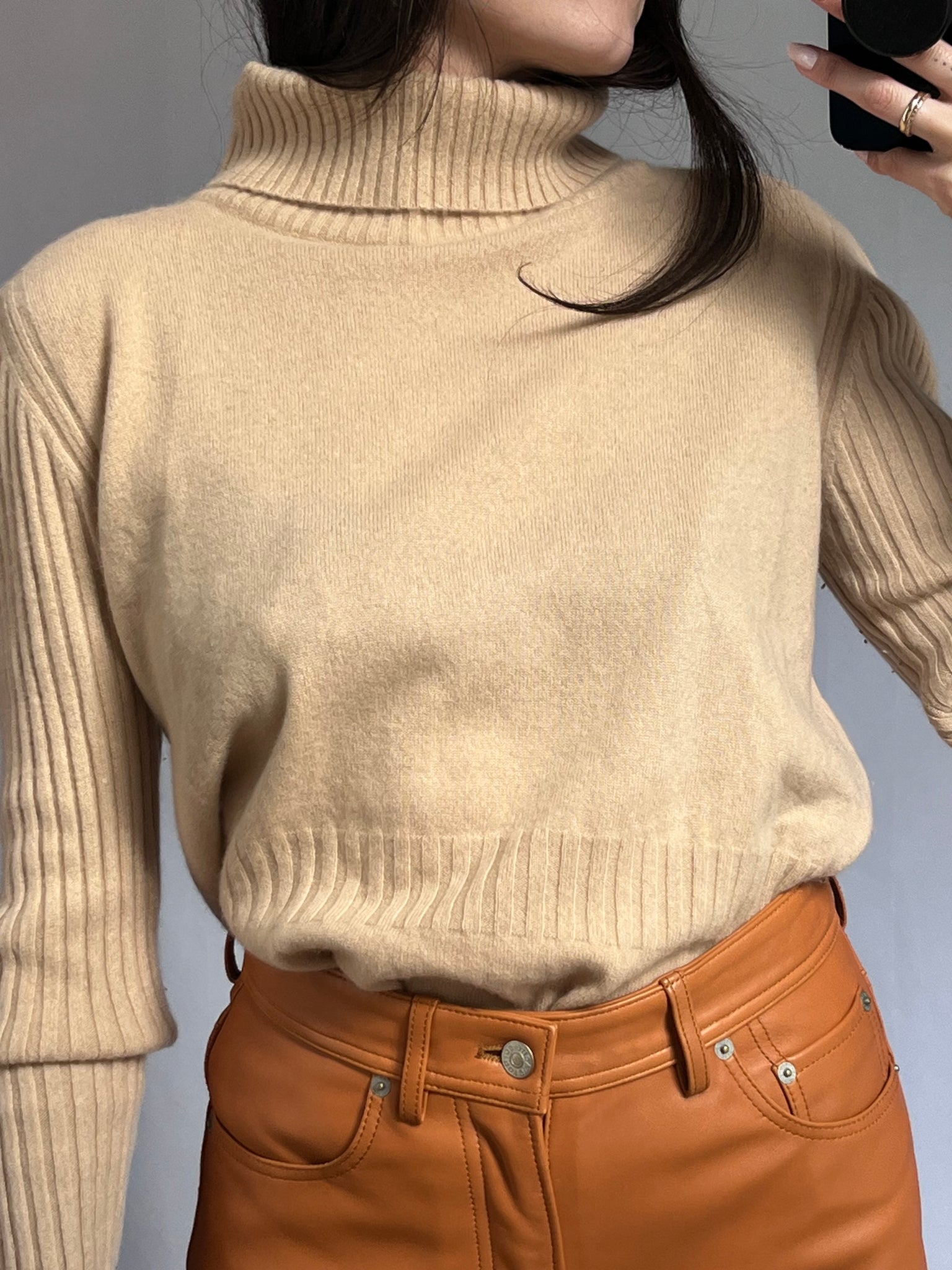 Camel Cashmere Turtleneck