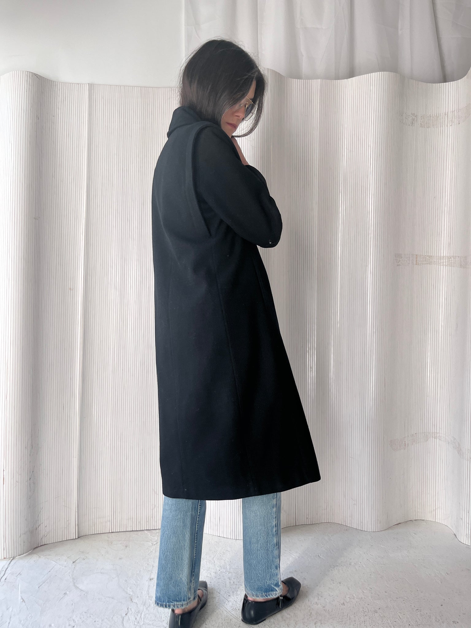 Black long wool coat