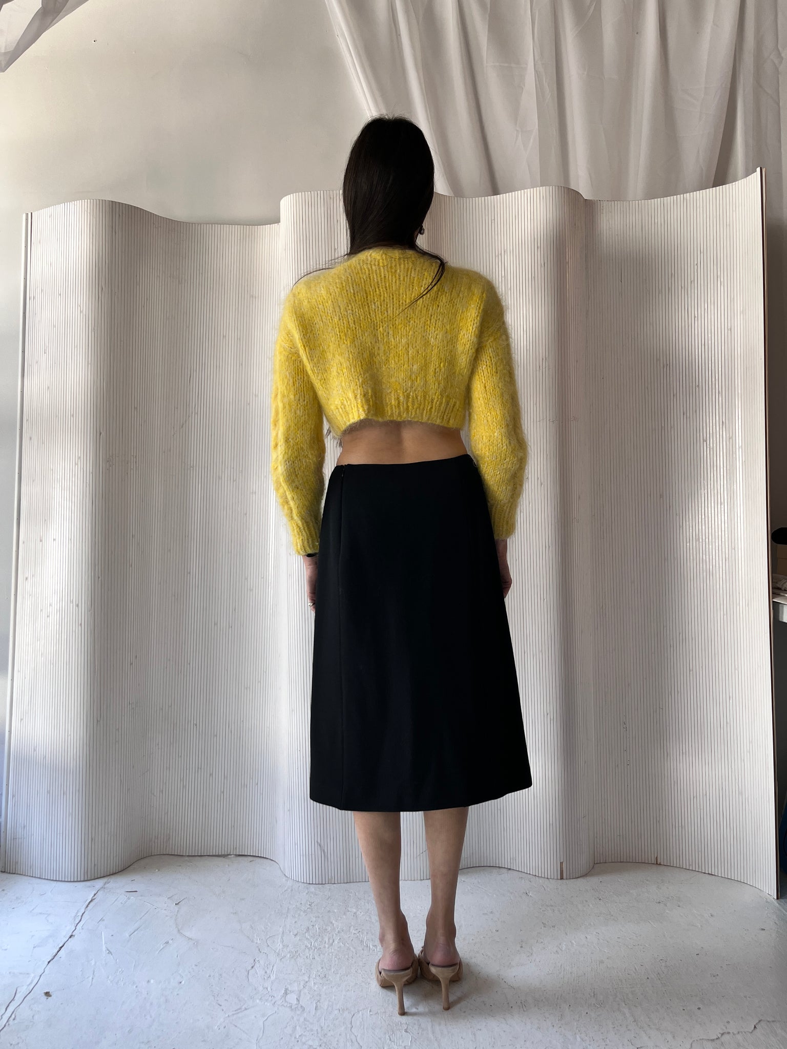 Frisson Knits Cropped Yellow Cardigan RTV