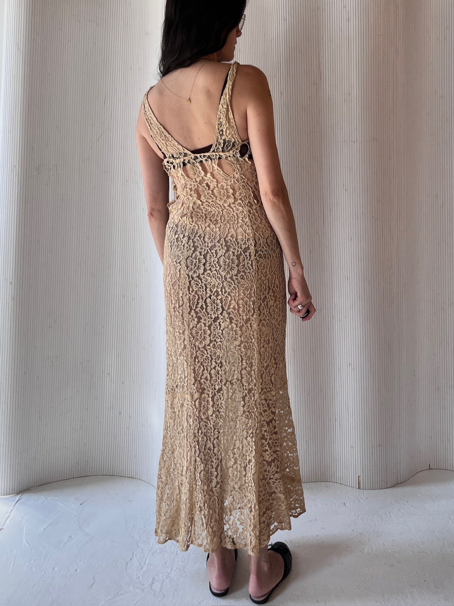 Vintage beige lace gown