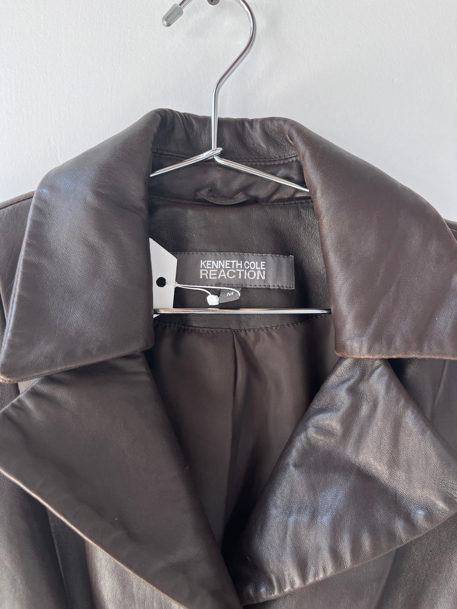 Kenneth Cole Reaction Brown Leather Coat