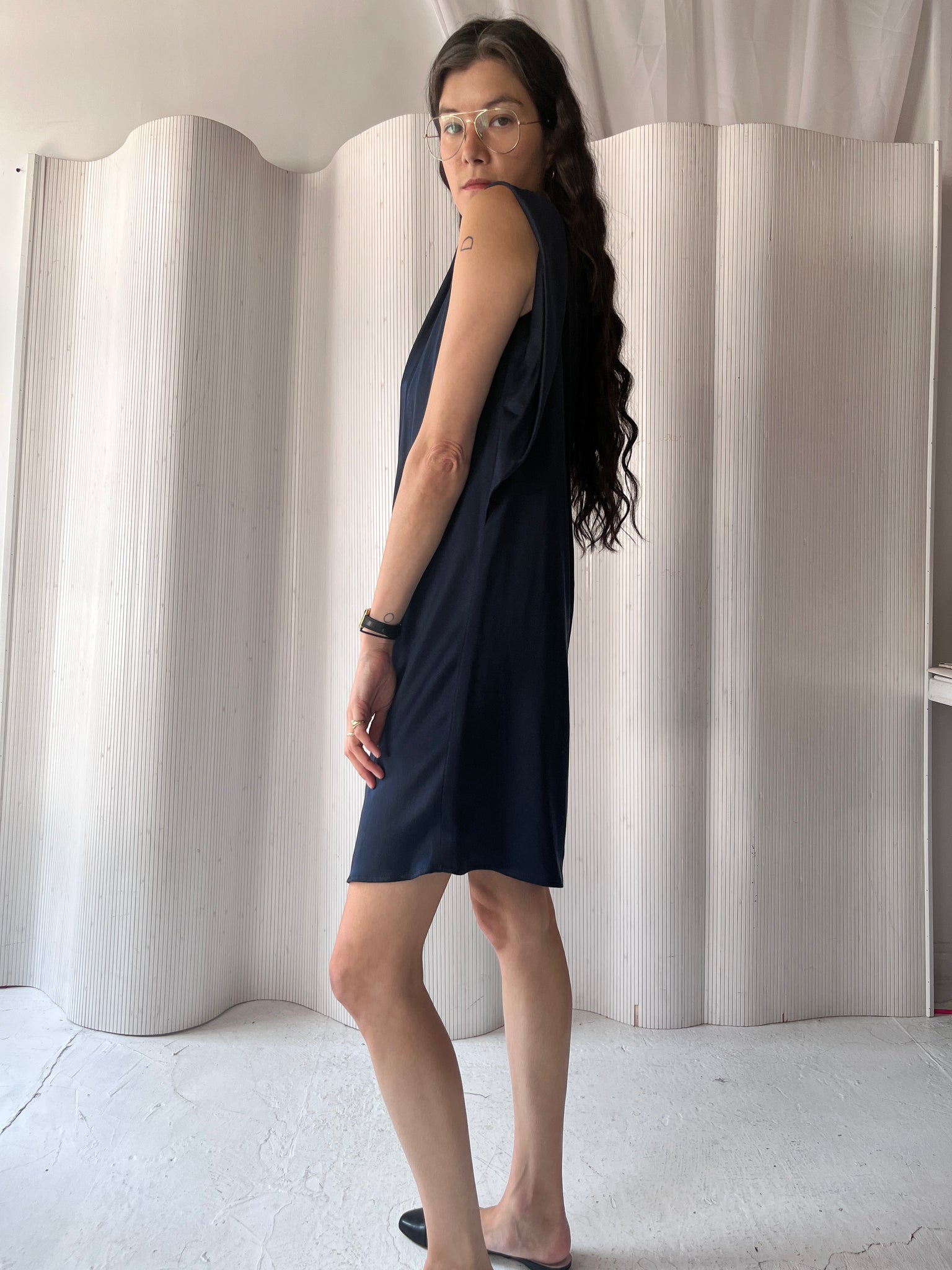 Doo-Ri Navy Silk Dress