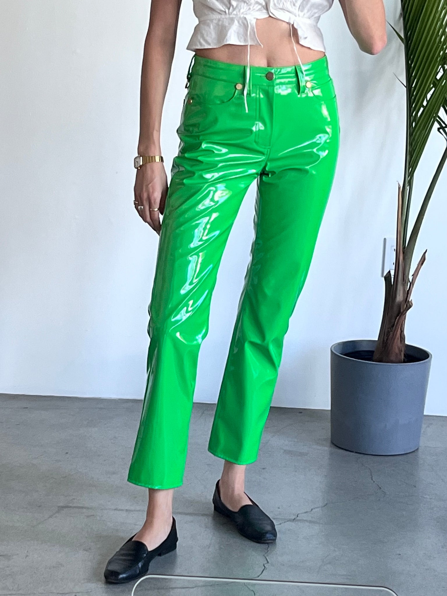 SM green vinyl pant