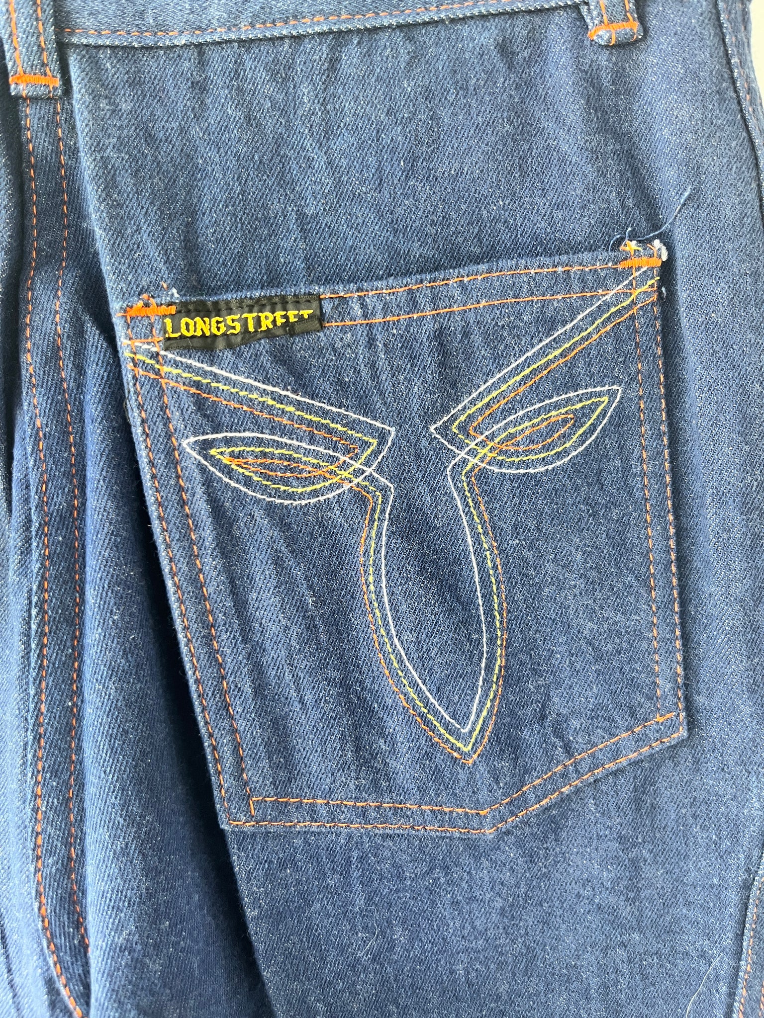 vintage 1970s deadstock rainbow pocket jeans