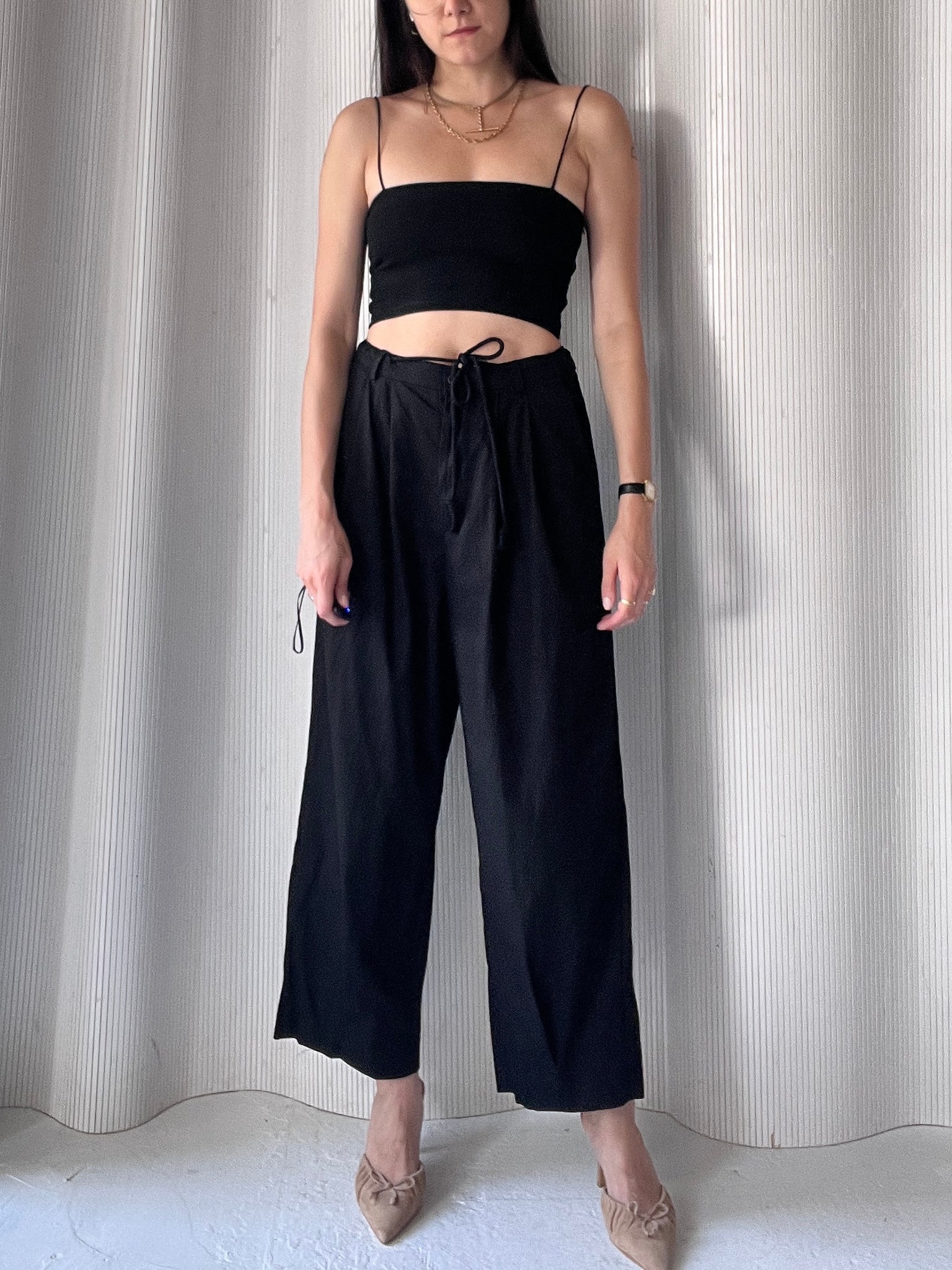 black cotton pants