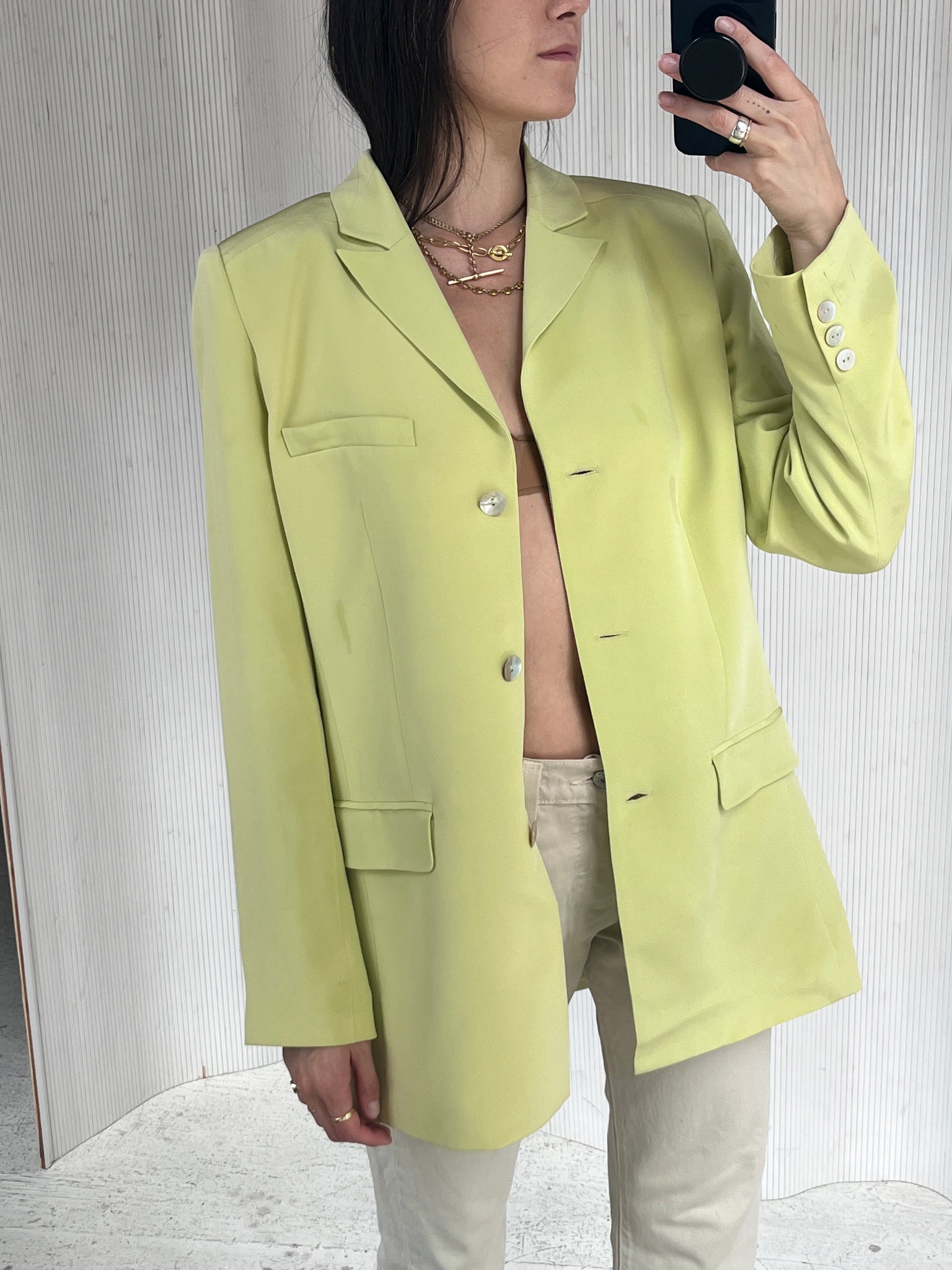 Madison Studio Celadon silk oversized blazer