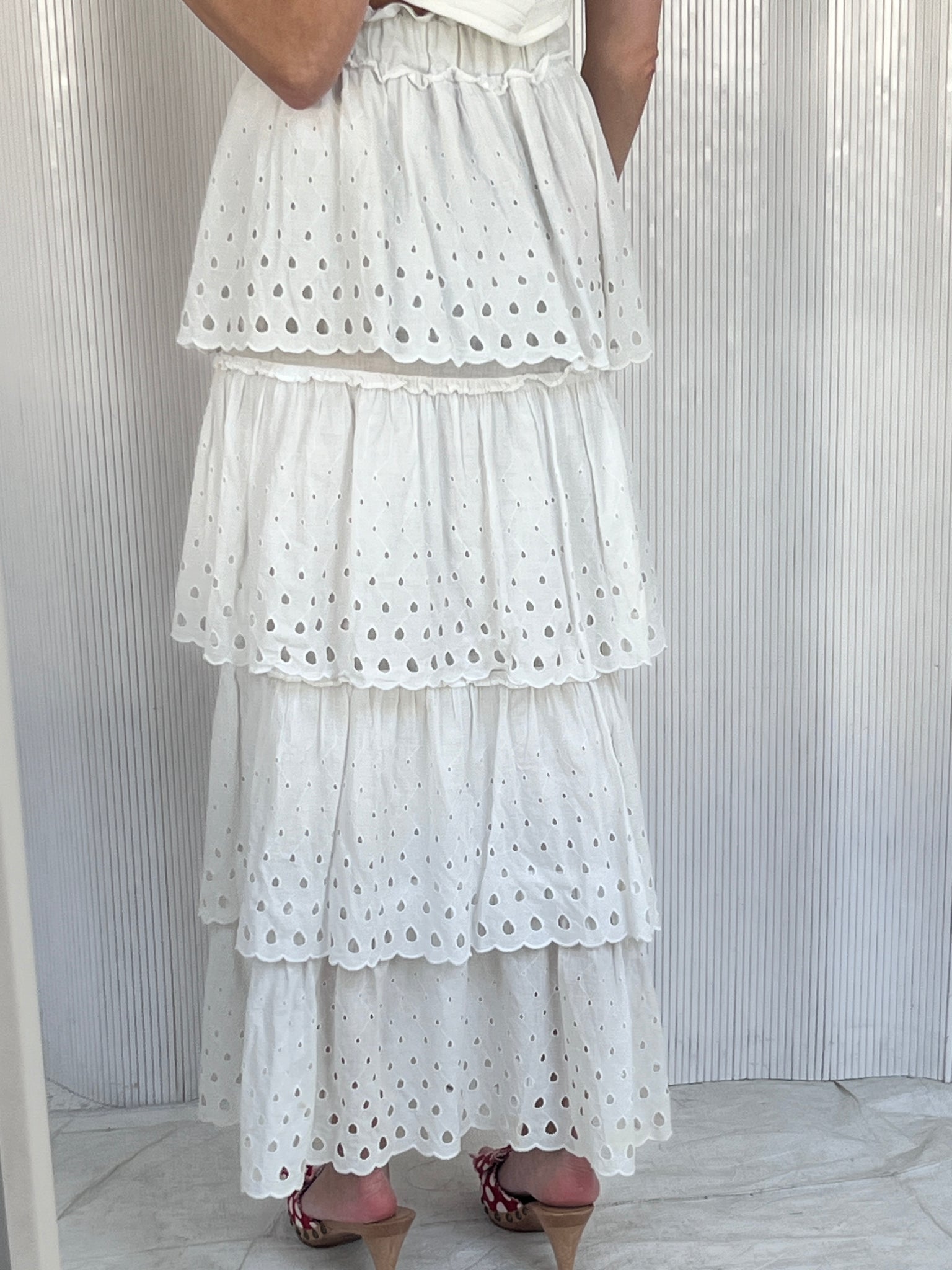 Handmade tiered eyelet skirt